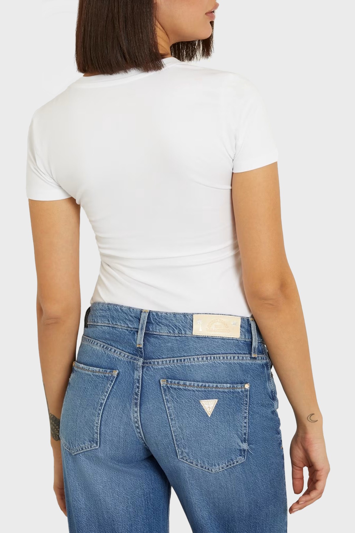 GUESS Satın Pamuklu Slim Fit Tshirt