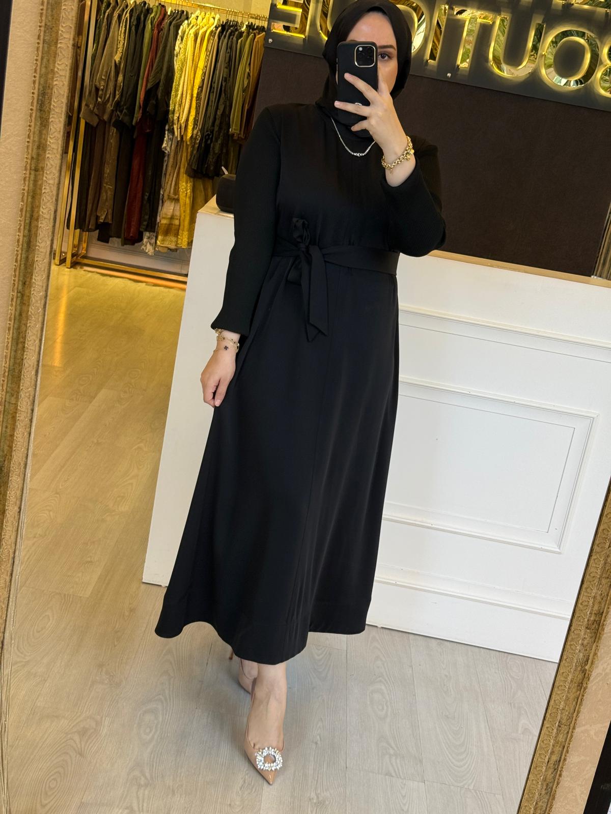 EXQUİSE Wrenlee Belden Bağlamalı Triko Kol Uzun Elbise