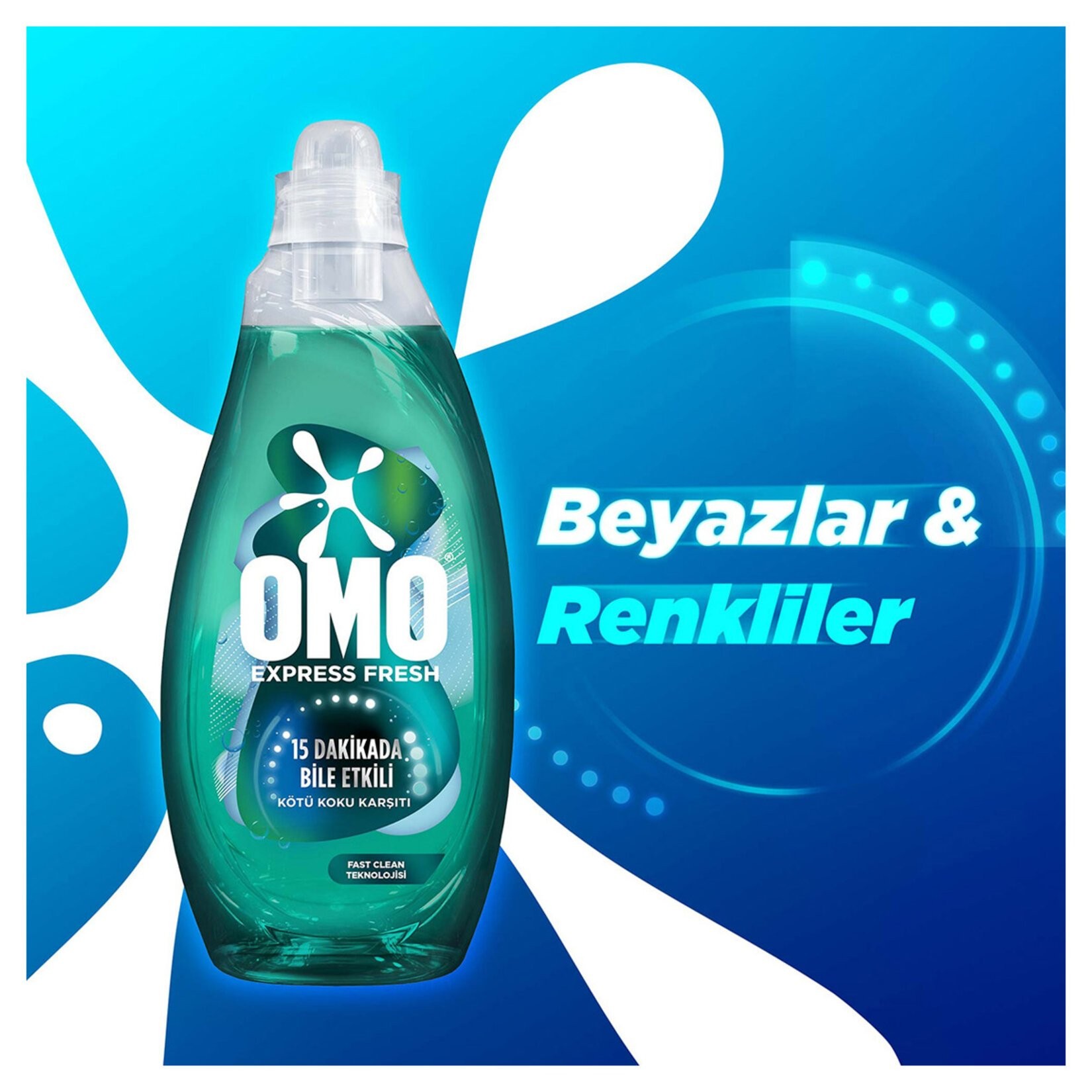 Omo Express Fresh Kötü Koku Karşıtı Beyazlar ve Renkliler için Sıvı Deterjan 1.48 lt