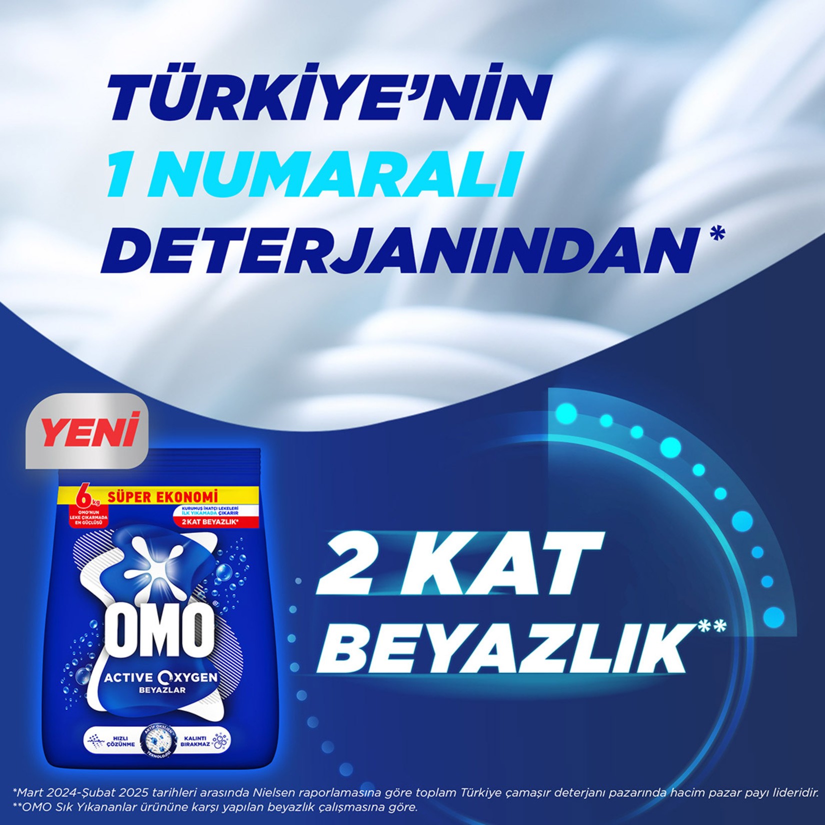 Omo Active Oxygen Beyazlar için 6 kg Toz Deterjan