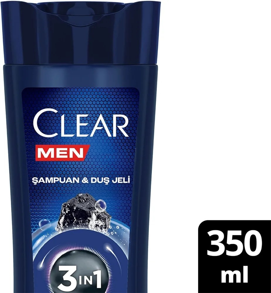 Clear Men 3 in 1 Arındırıcı Kömür 350 ML Şampuan ve Duş Jeli