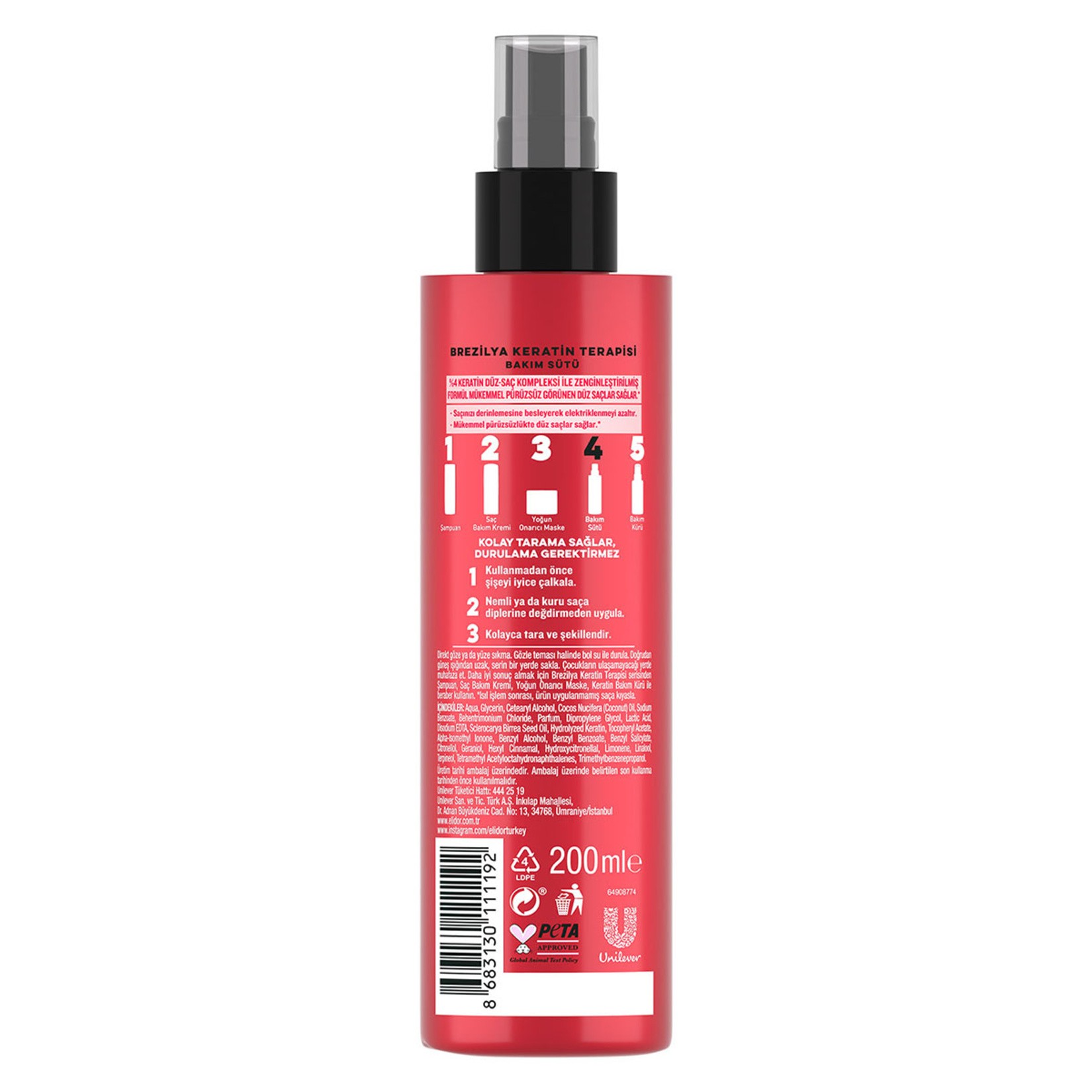 Elidor Brezilya Keratin Terapisi 200 ml Sıvı Saç Bakım Sütü