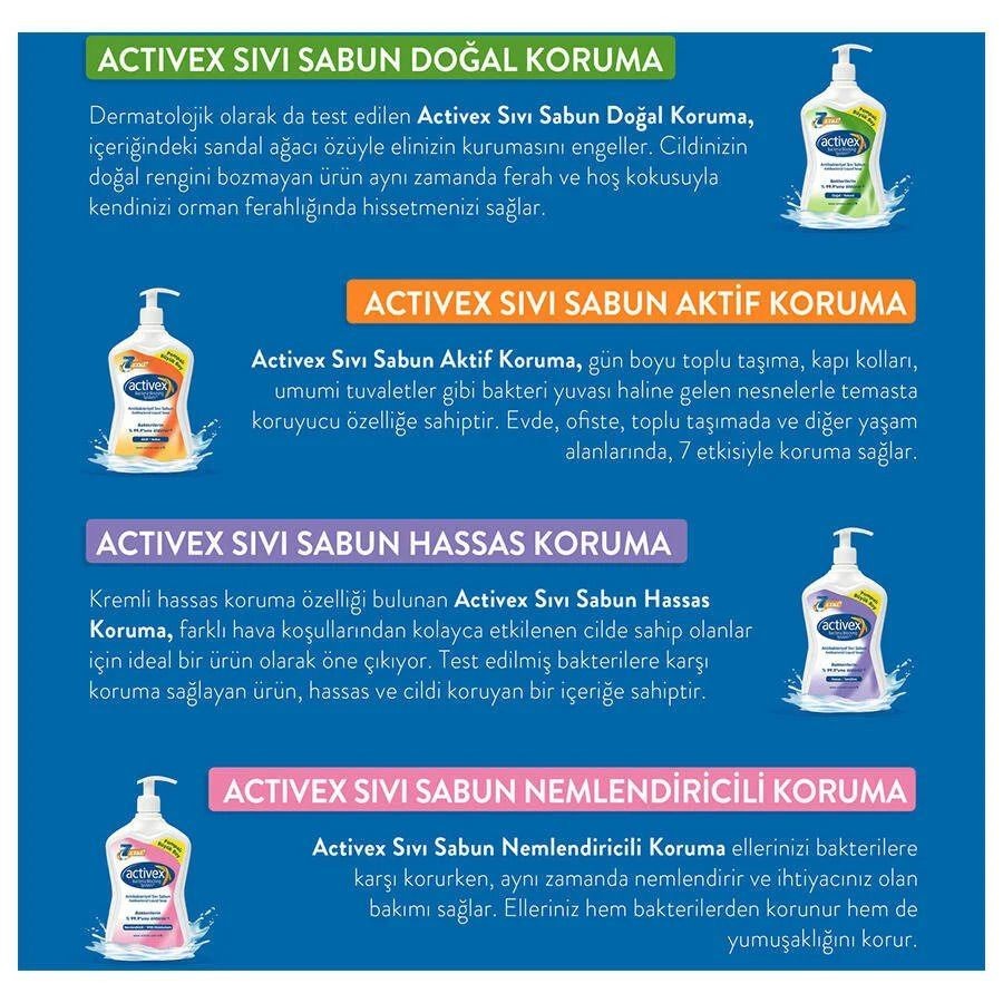 Activex Antibakteriyel Aktif Koruma Sıvı Sabun 2x1 lt