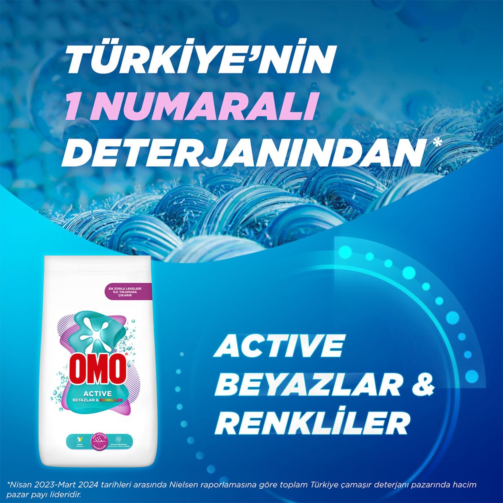 Omo Active Beyazlar ve Renkliler için 9 kg Toz Deterjan