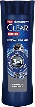 Clear Men 3 in 1 Arındırıcı Kömür 350 ML Şampuan ve Duş Jeli