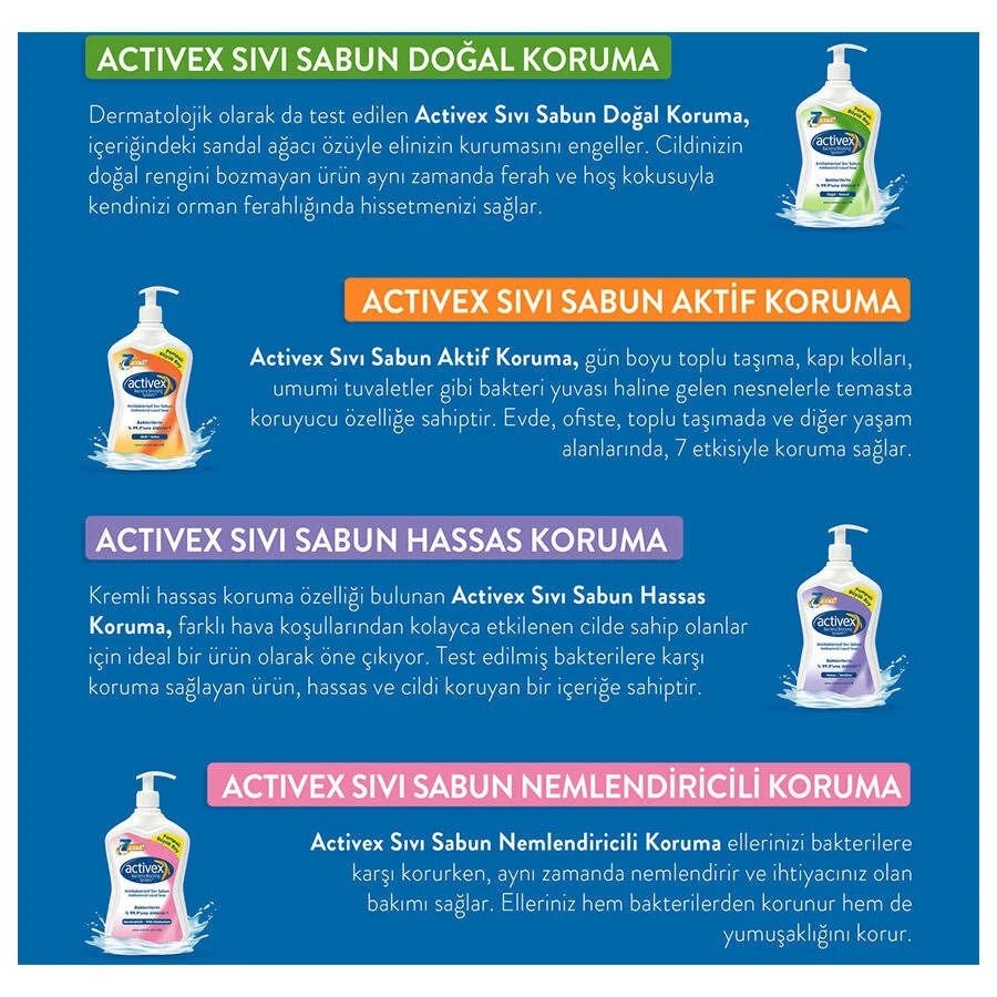 Activex Antibakteriyel Aktif Sıvı Sabun 500 ML