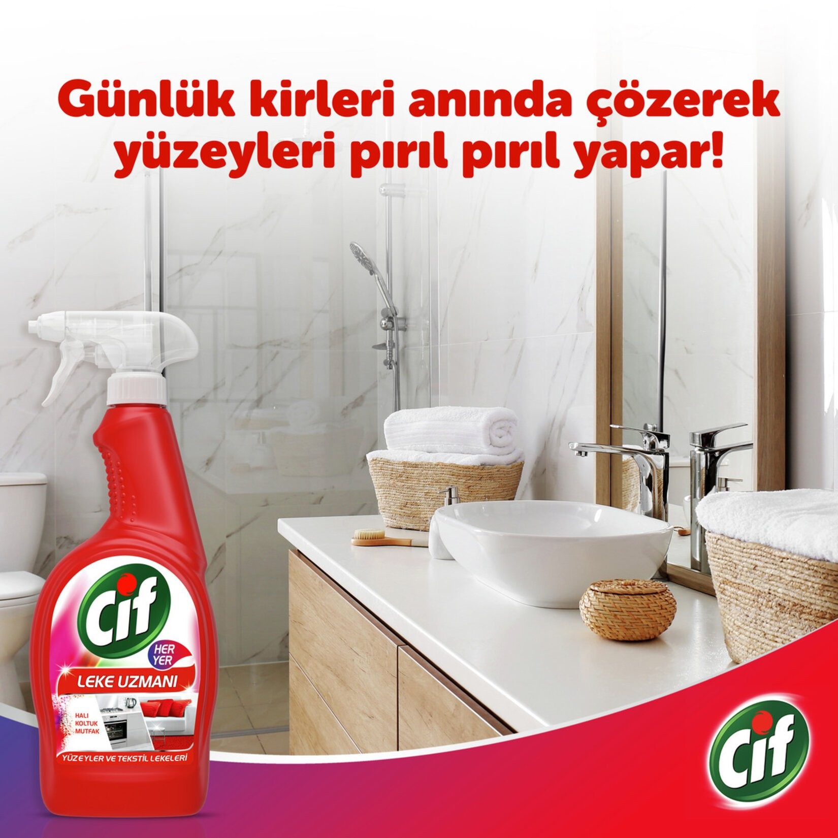 Cif Her Yer Leke Uzmanı 750 ml Sprey Yüzey Temizleyici