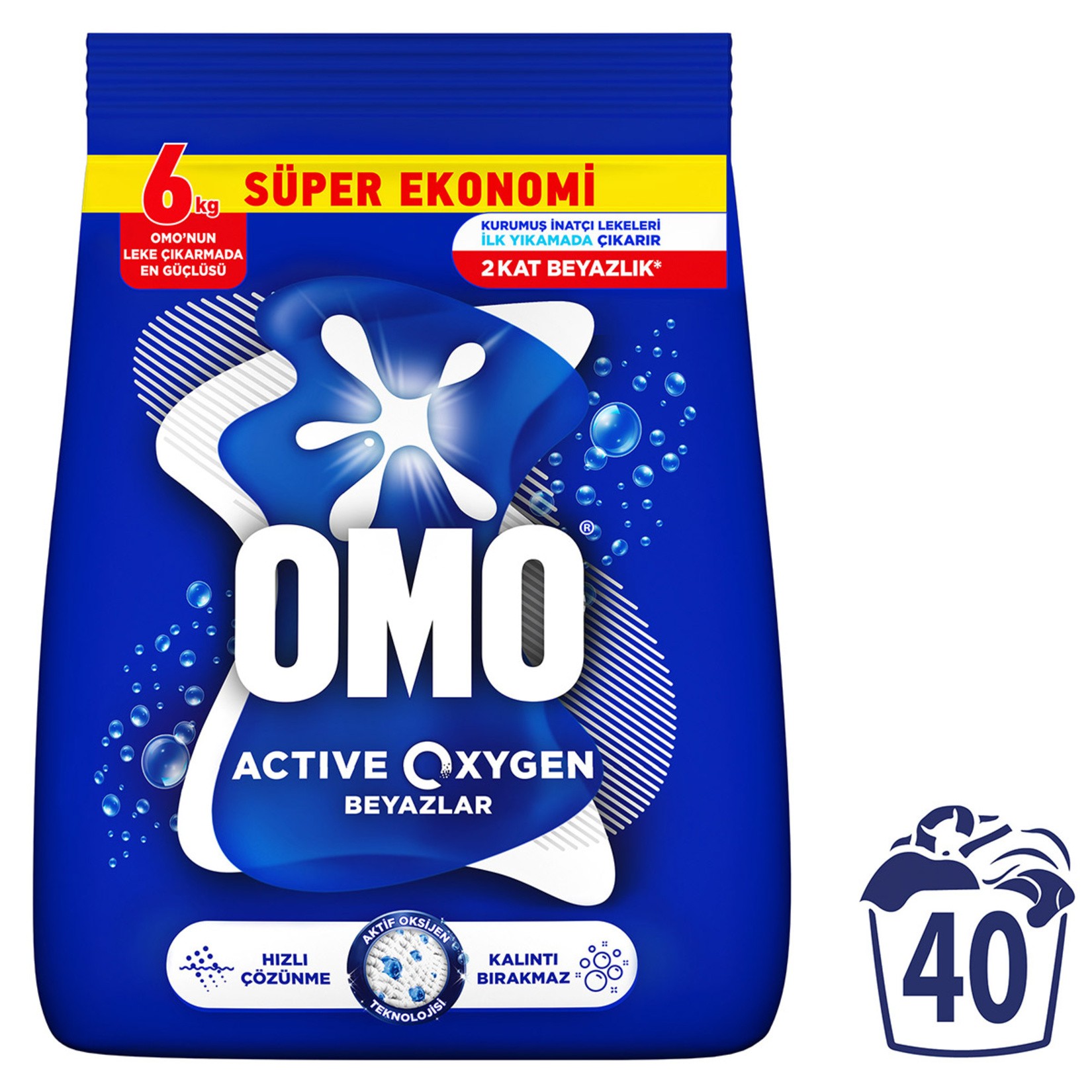 Omo Active Oxygen Beyazlar için 6 kg Toz Deterjan