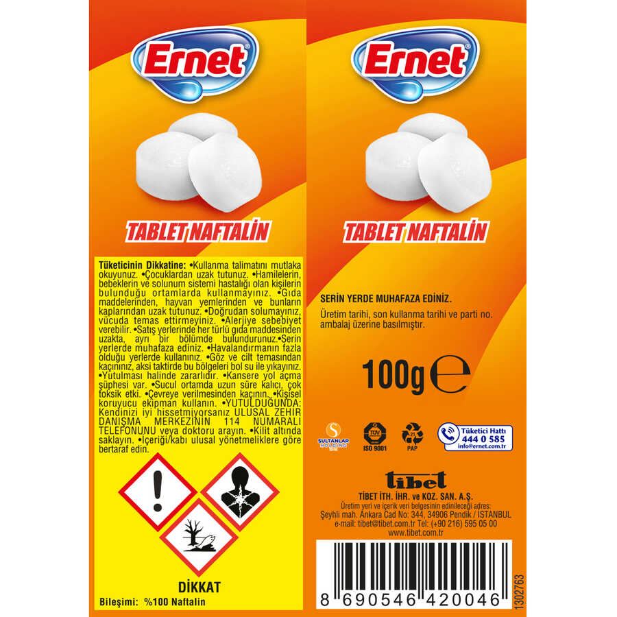 Ernet Cenk Naftalin Tablet 100 G