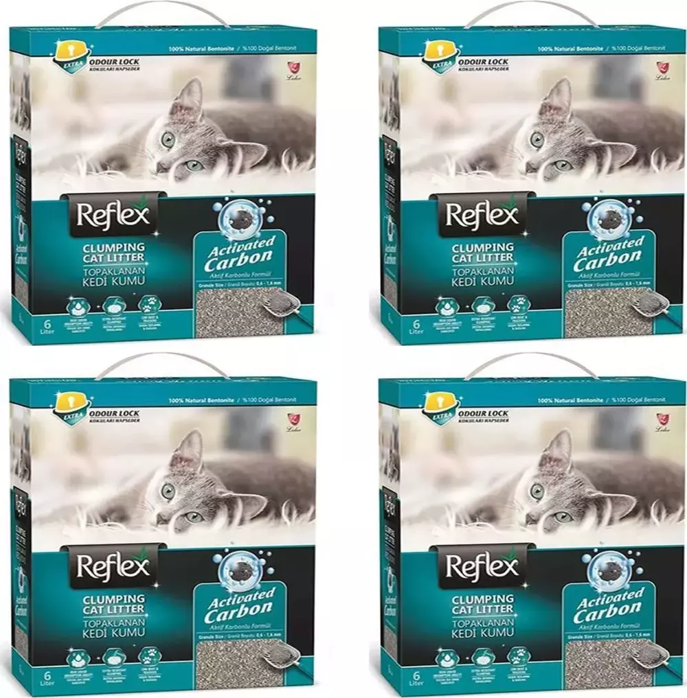 Reflex Aktif Karbonlu Topaklanan İnce Kokusuz 4x6 lt Kedi Kumu