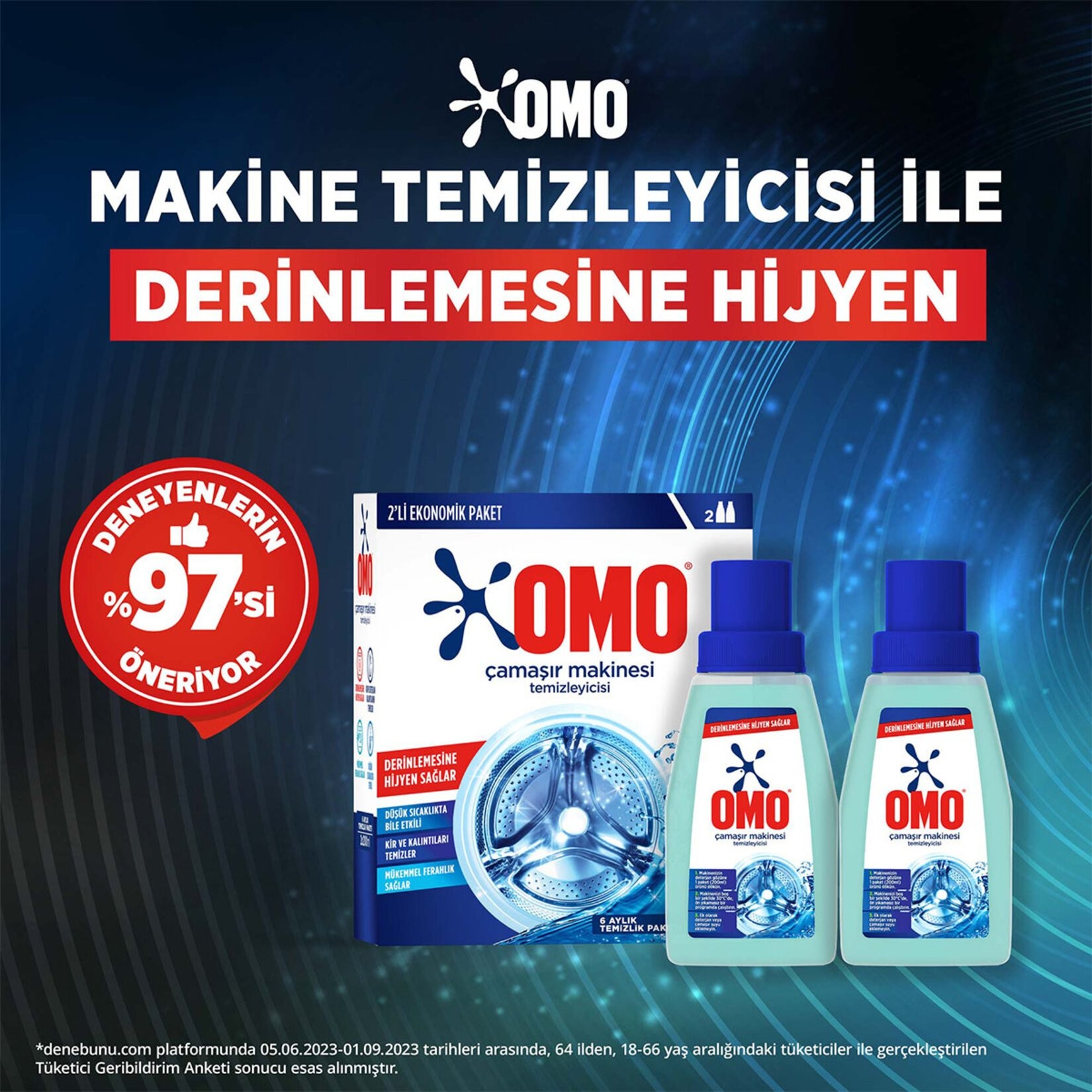 Omo Çamaşır Makinesi Temizleyicisi 200ml x 2 Adet