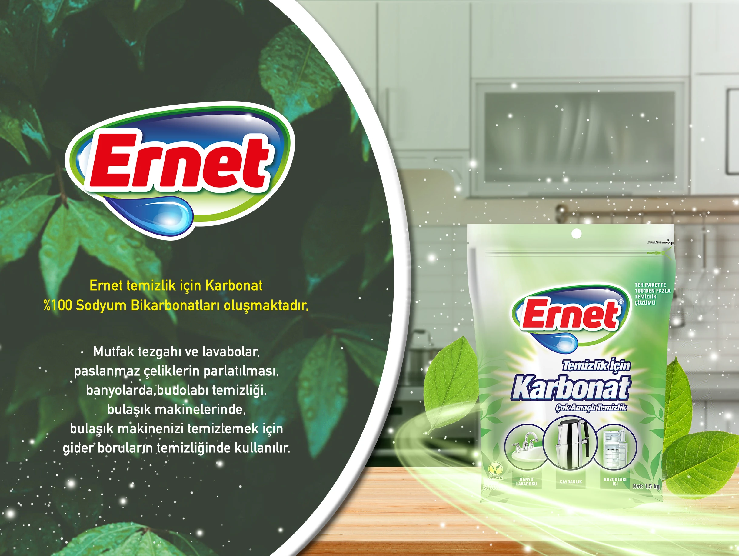 Ernet Temizlik İçin Karbonat 1,5 kg