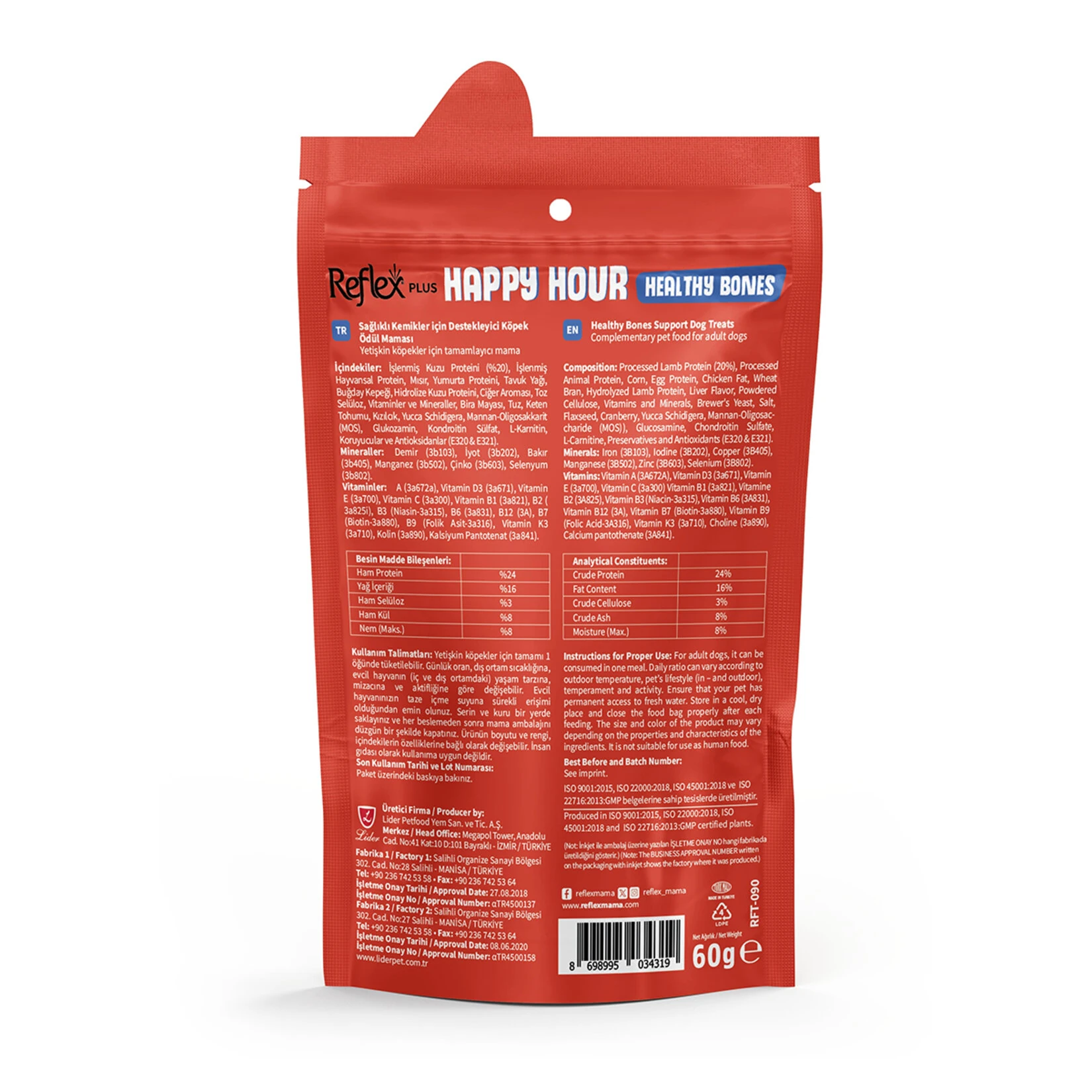 Reflex Plus Happy Hour 60 gr Sağlıklı Kemikler için Destekleyici Köpek Ödül Maması