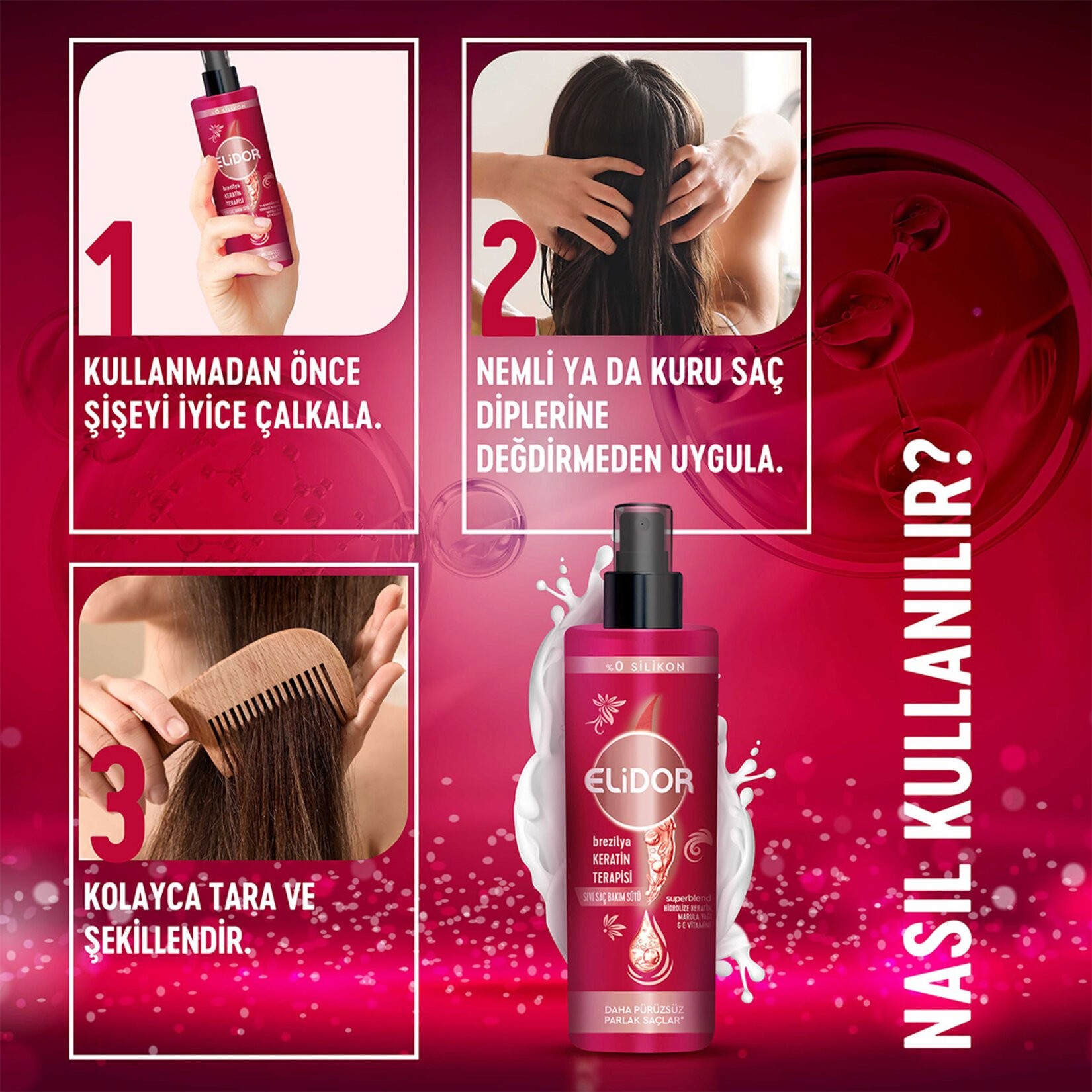 Elidor Brezilya Keratin Terapisi 200 ml Sıvı Saç Bakım Sütü