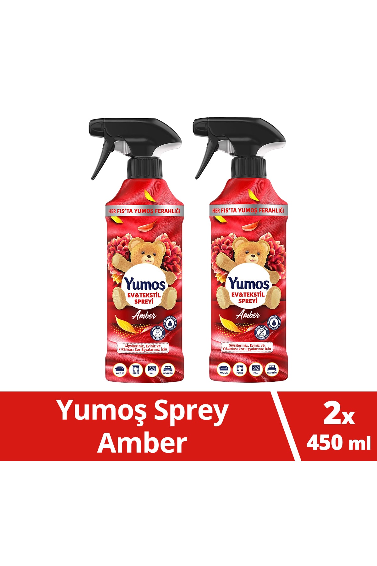 Yumoş Ev Ve Tekstil Spreyi Amber Yıkanması Zor Eşyalar Için 450 Ml X2