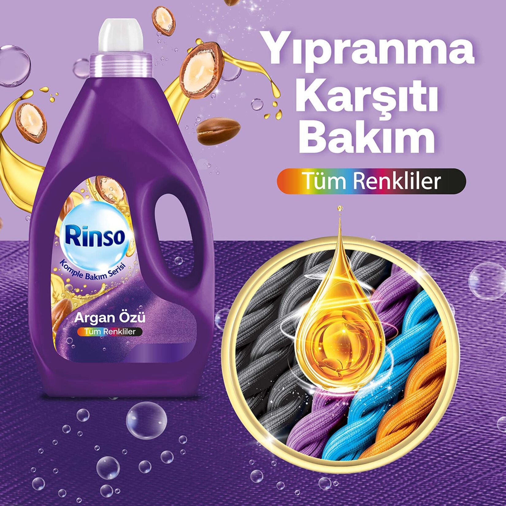 Rinso Argan Özü Renkliler için Sıvı Deterjan 50 Yıkama 3 lt
