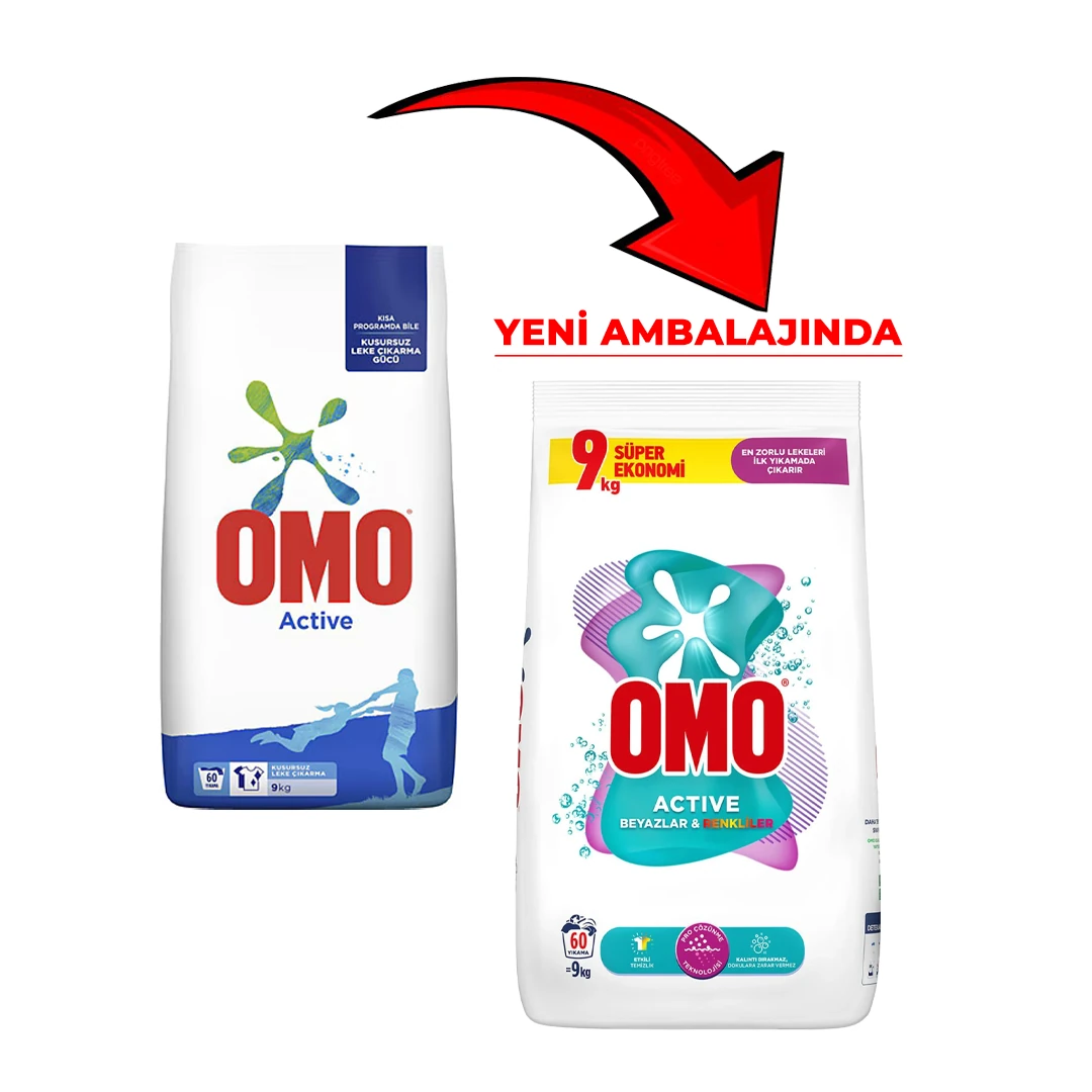 Omo Active Beyazlar ve Renkliler için 9 kg Toz Deterjan