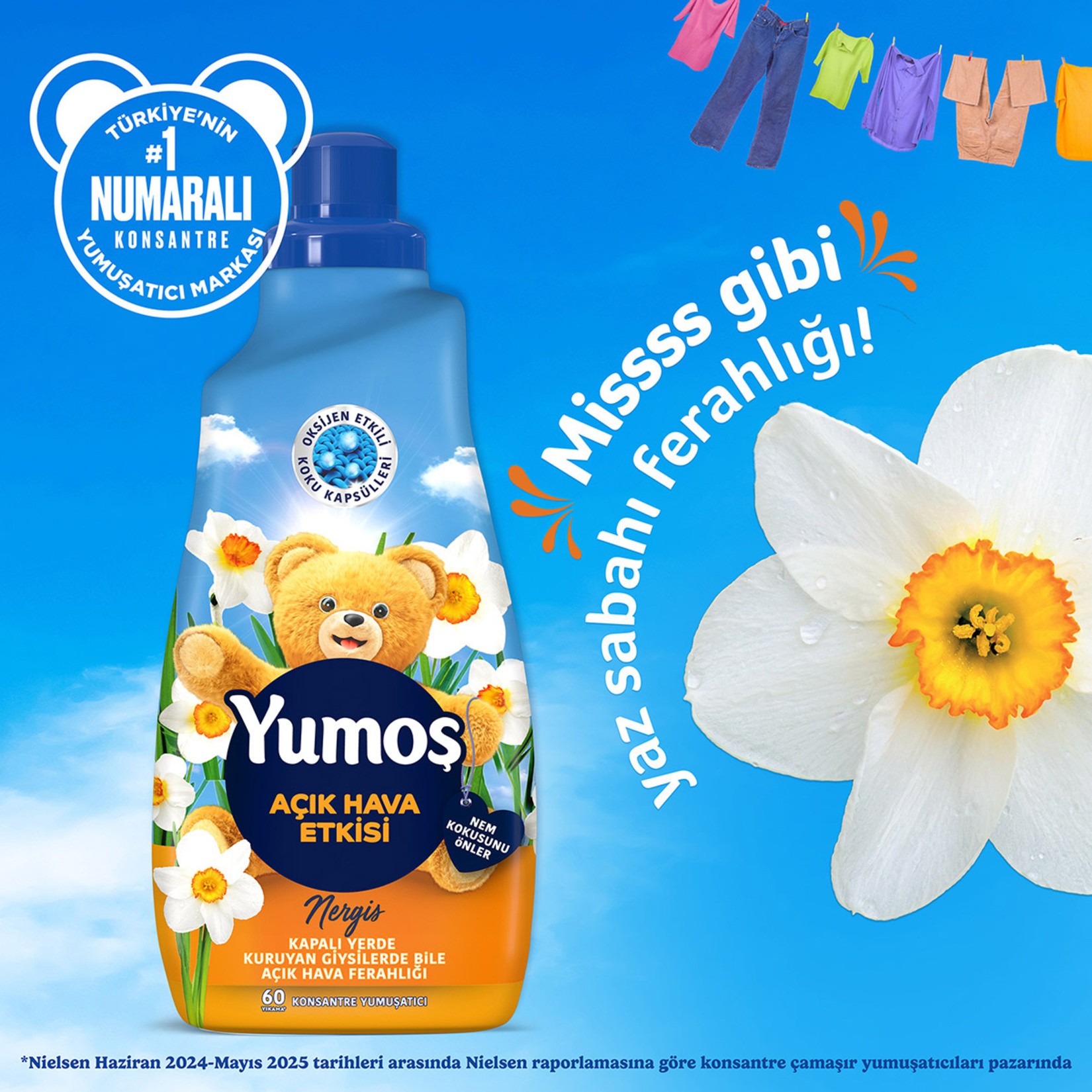Yumoş Açık Hava Etkisi Nergis Konsantre Yumuşatıcı 60 Yıkama 1.44 lt