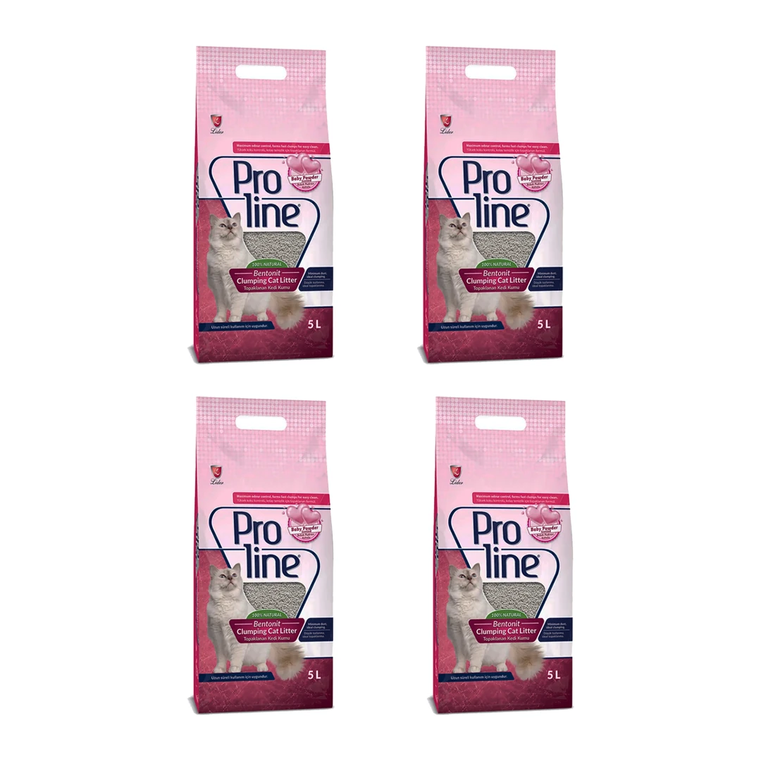 Proline 4x5 lt Bentonit Bebek Pudralı Topaklanan Kedi Kumu