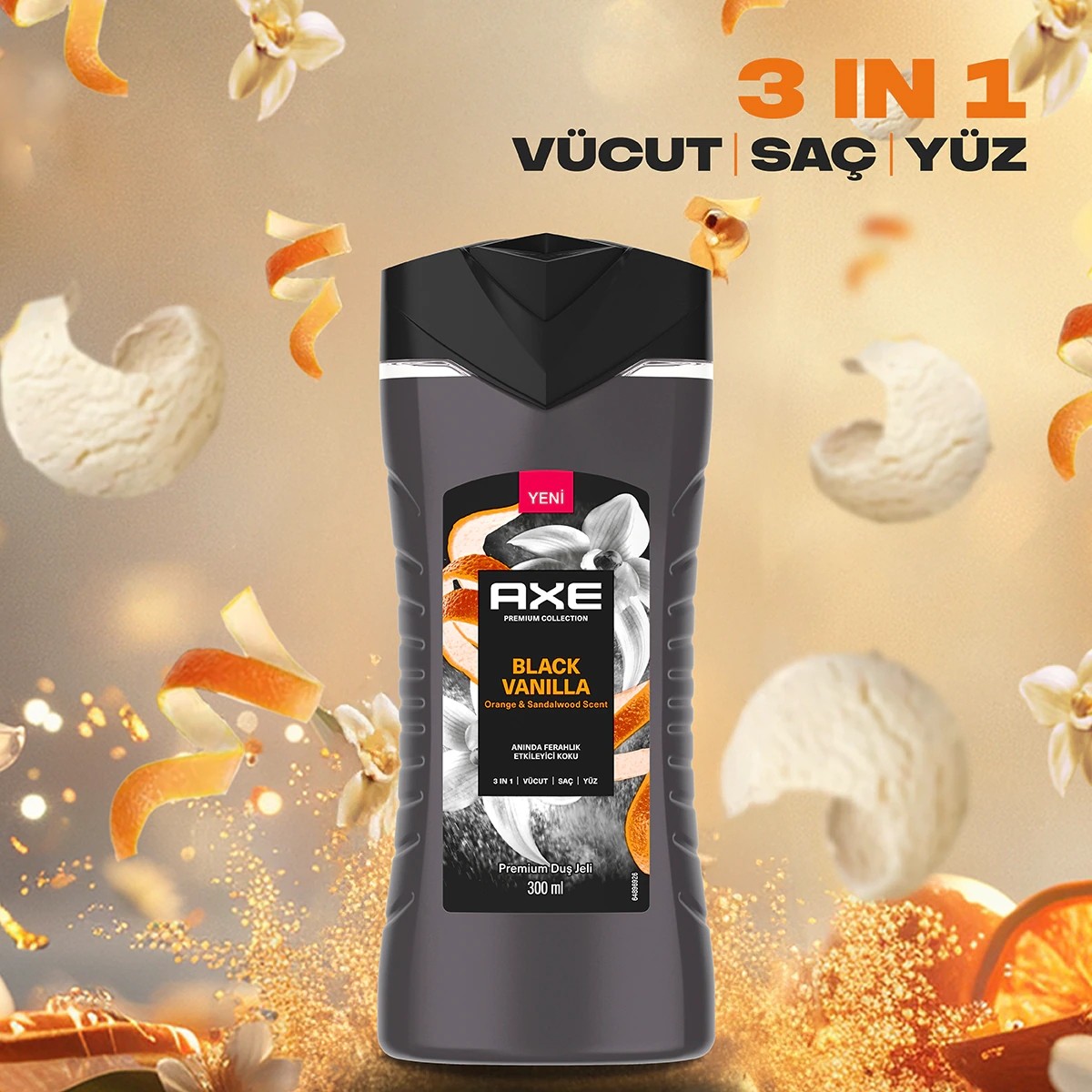 Axe Premium Collection Duş Jeli Black Vanilla 3 In 1 Vücut Saç Yüz 300 ml