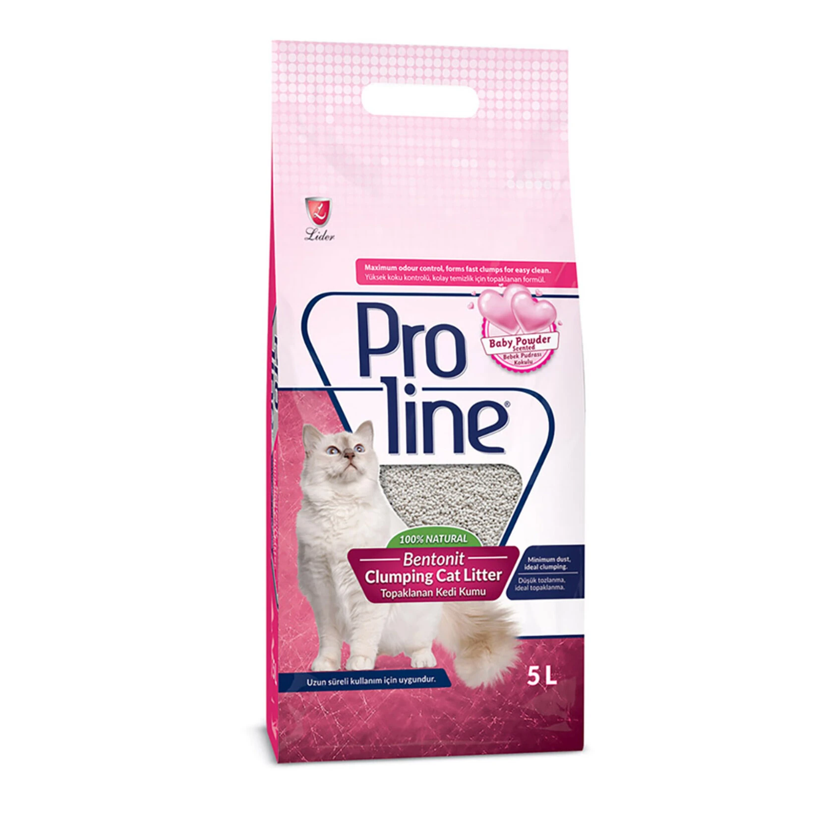 Proline Bentonit Bebek Pudralı Topaklanan 5 lt Kedi Kumu