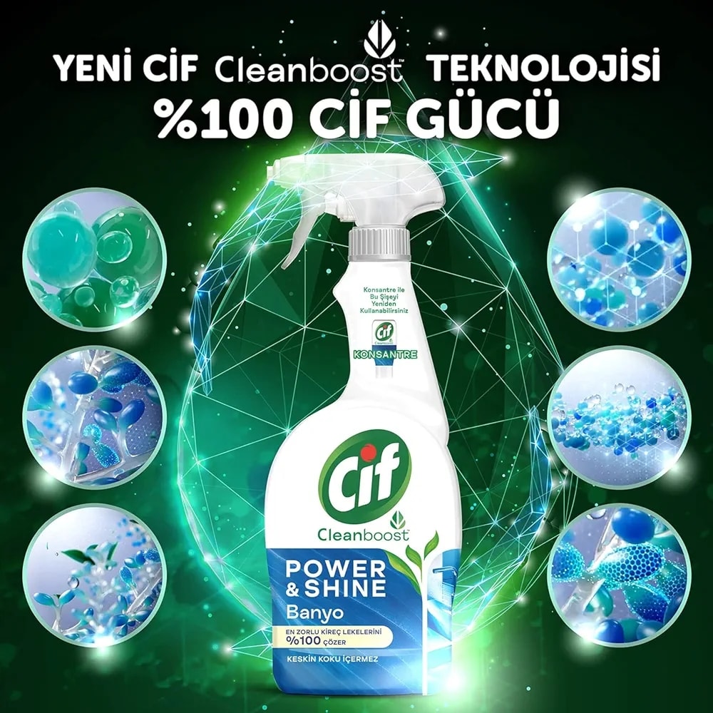 Cif 750 ml Power Shine Banyo Temizleyici ve Kireç Çözücü Sprey