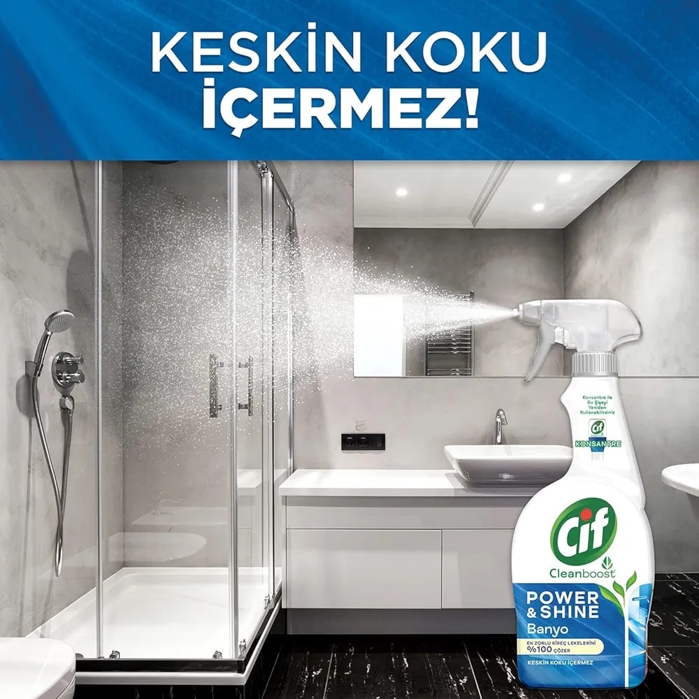 Cif 750 ml Power Shine Banyo Temizleyici ve Kireç Çözücü Sprey