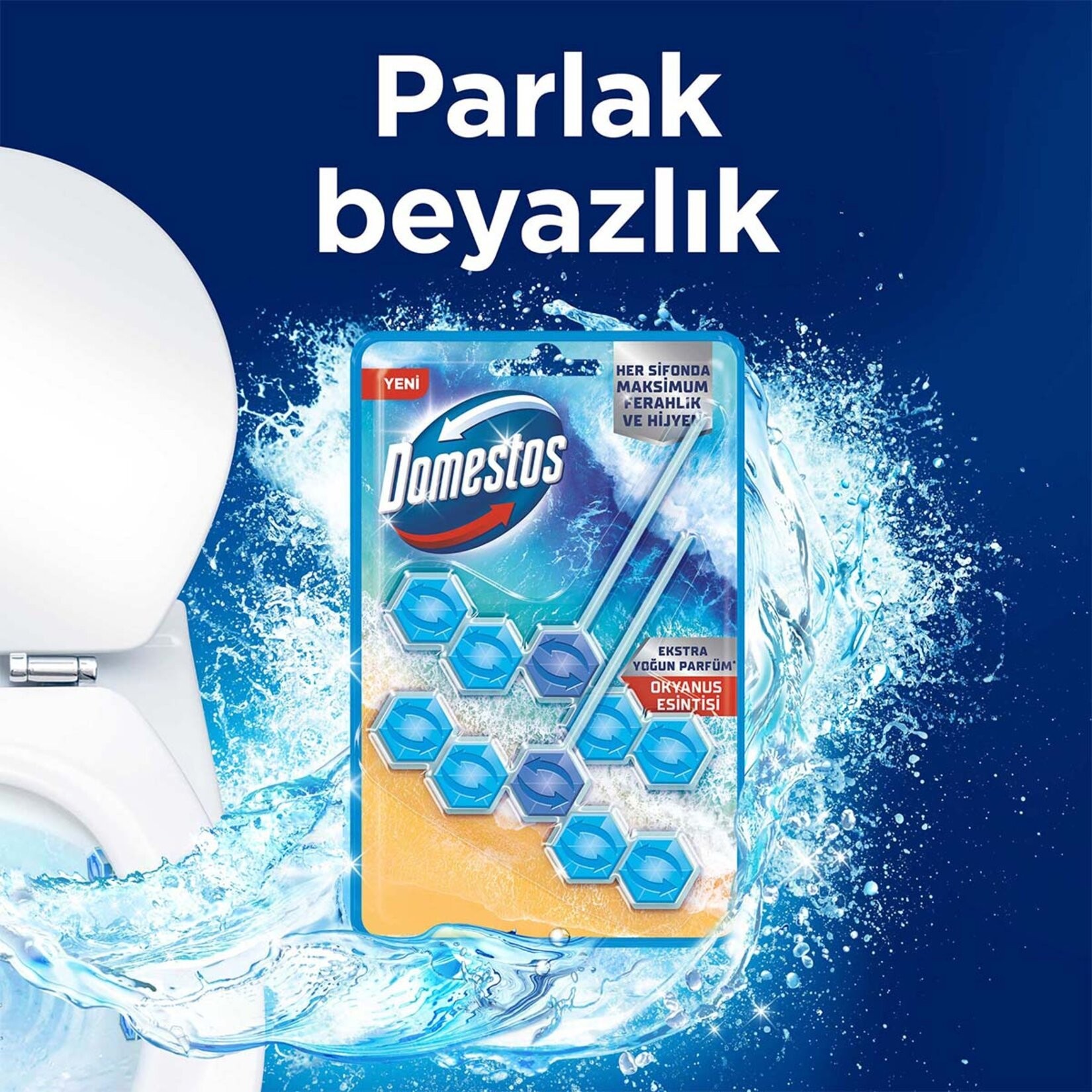Domestos Wc Blok 5'li Güç Tuvalet Bloğu Okyanus Esintisi 100 GR (2x50 GR)