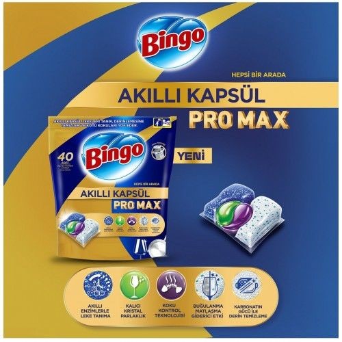 Bingo Akıllı Kapsül Pro Max Bulaşık Makinesi Tableti 40'lı 2 Adet