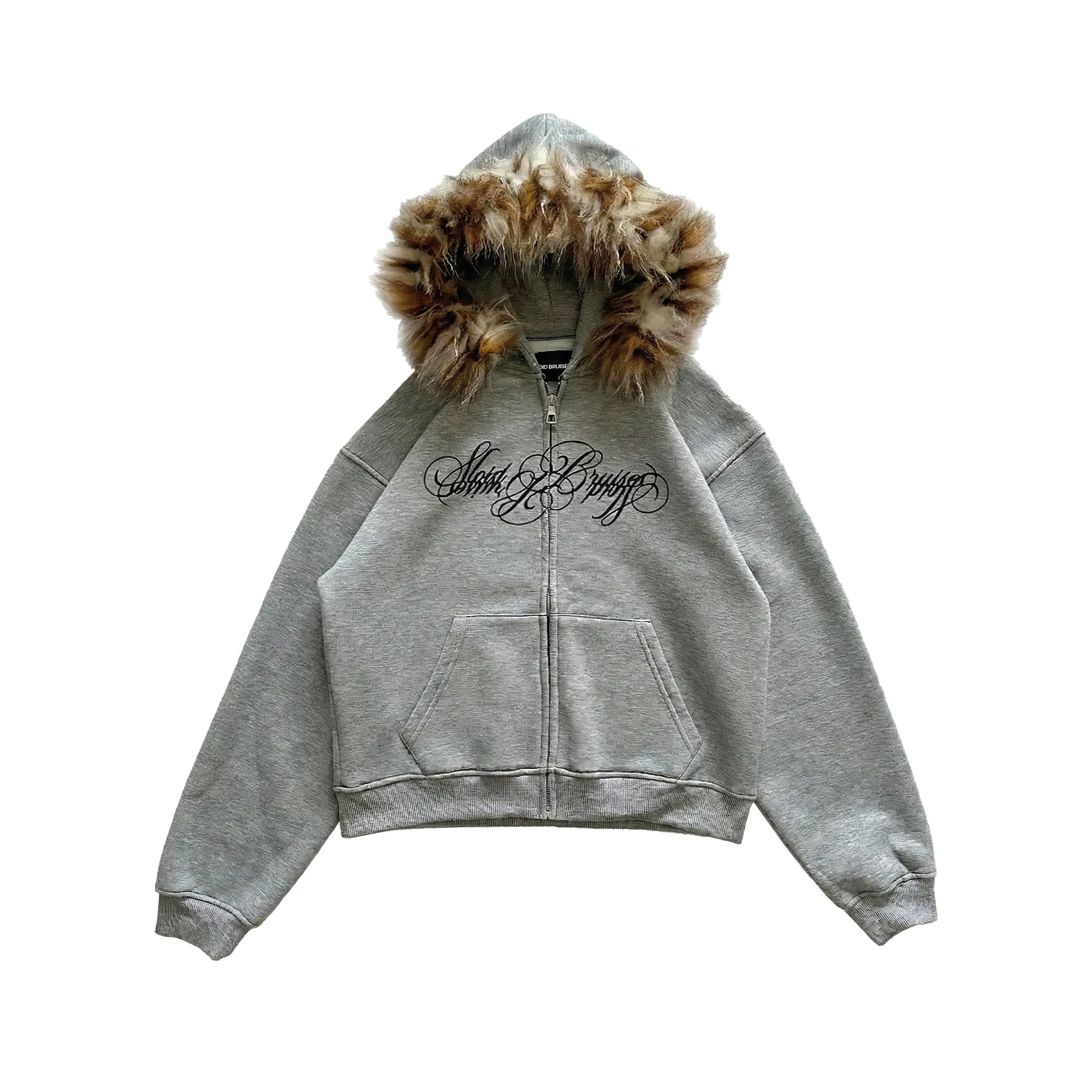 IVRESSE GREY FUR ZIP