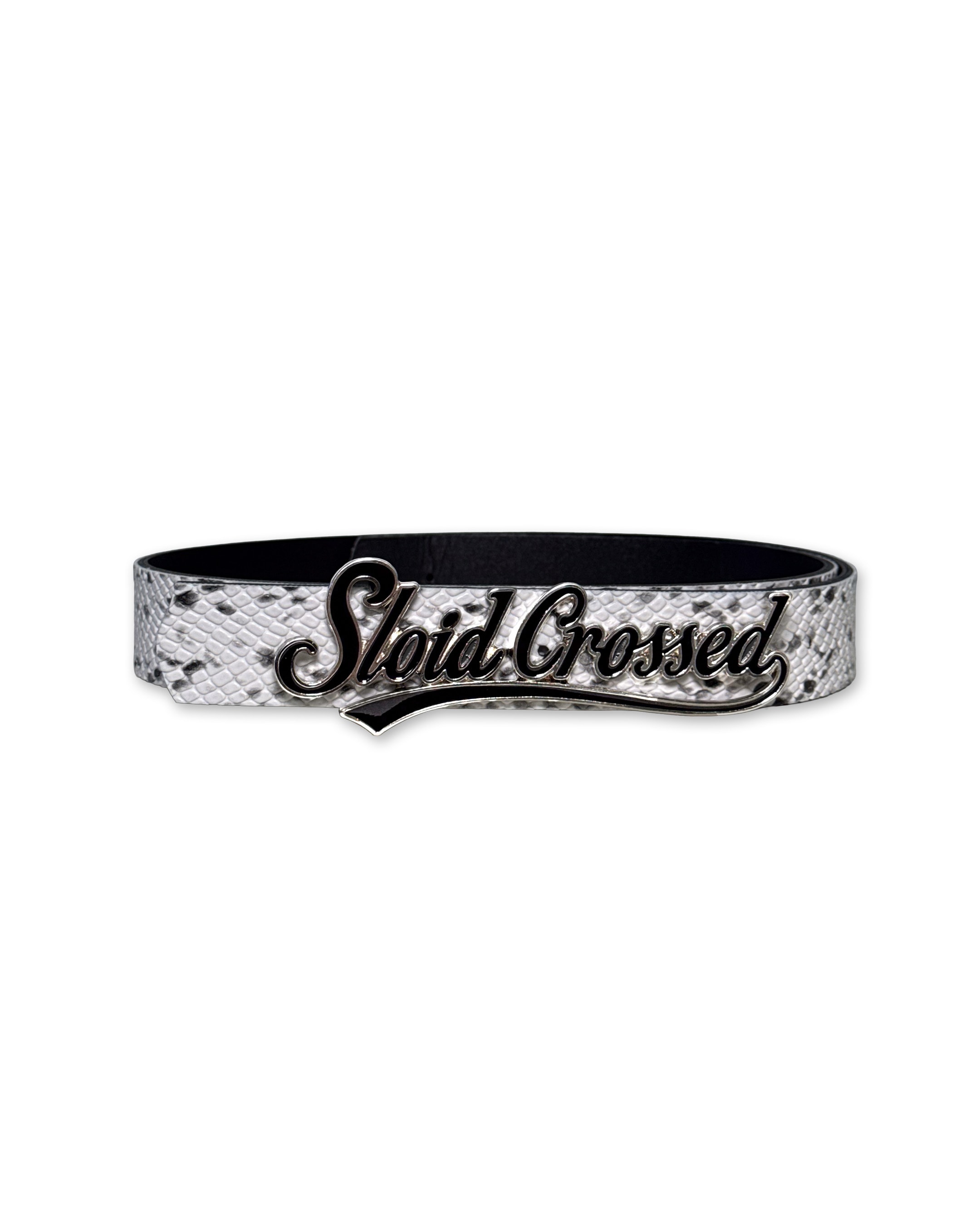 BLACK TYPE LOGO WHITE SNAKE BELT