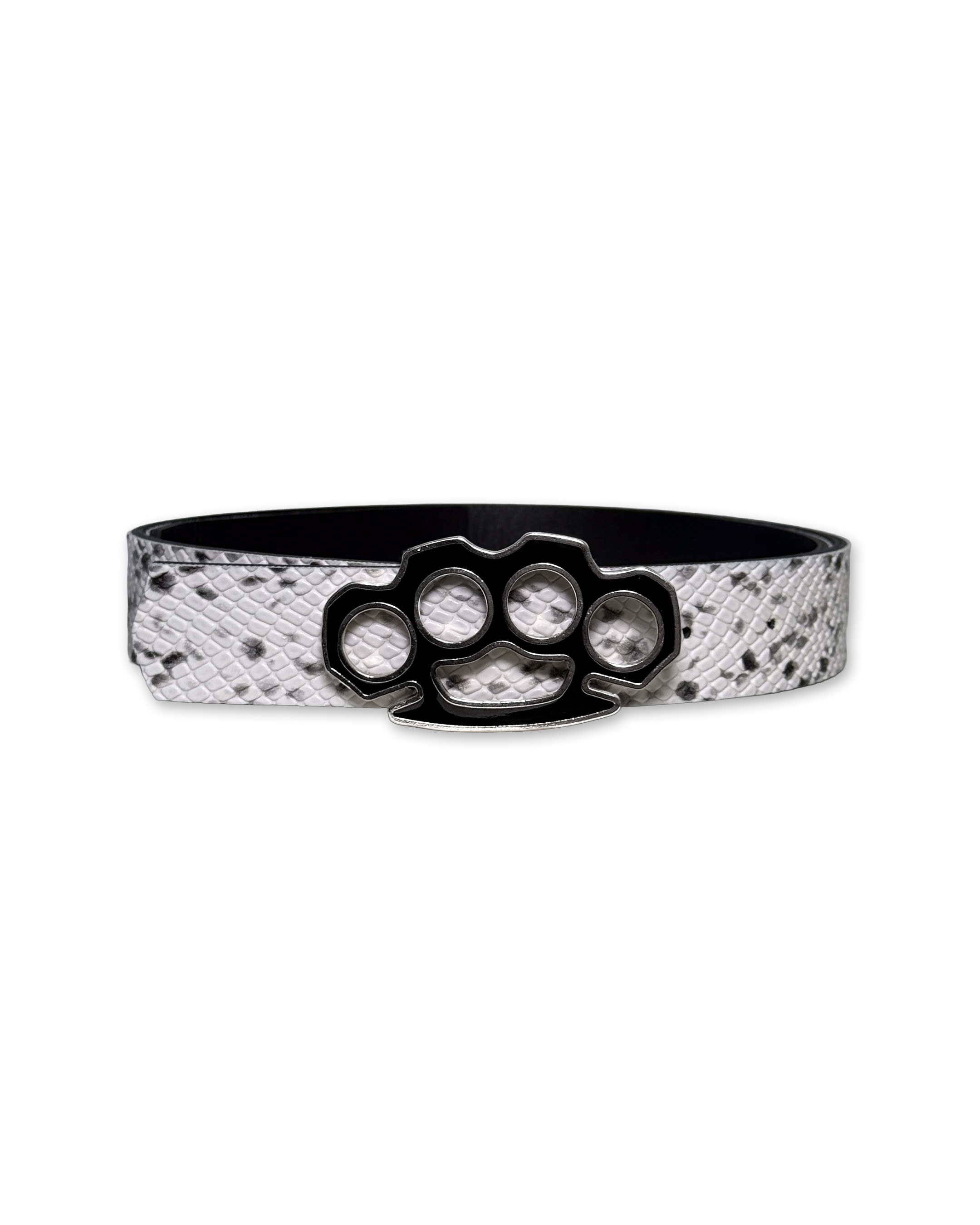 BLACK KNUCKLES WHITE SNAKE BELT