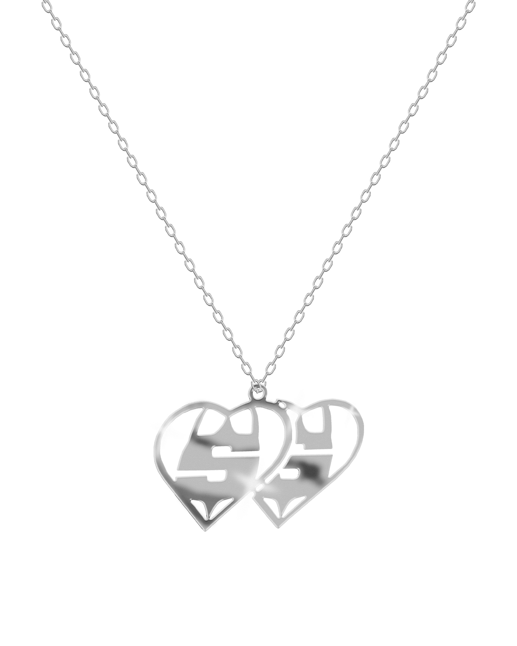 TWO HEART SILVER (925) NECKLACE