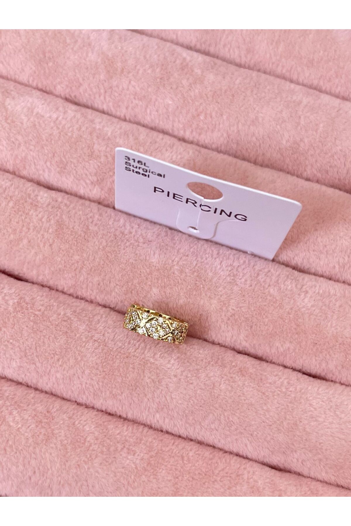 Desen Taşlı Halka 316L Cerrahi Çelik Helix Piercing