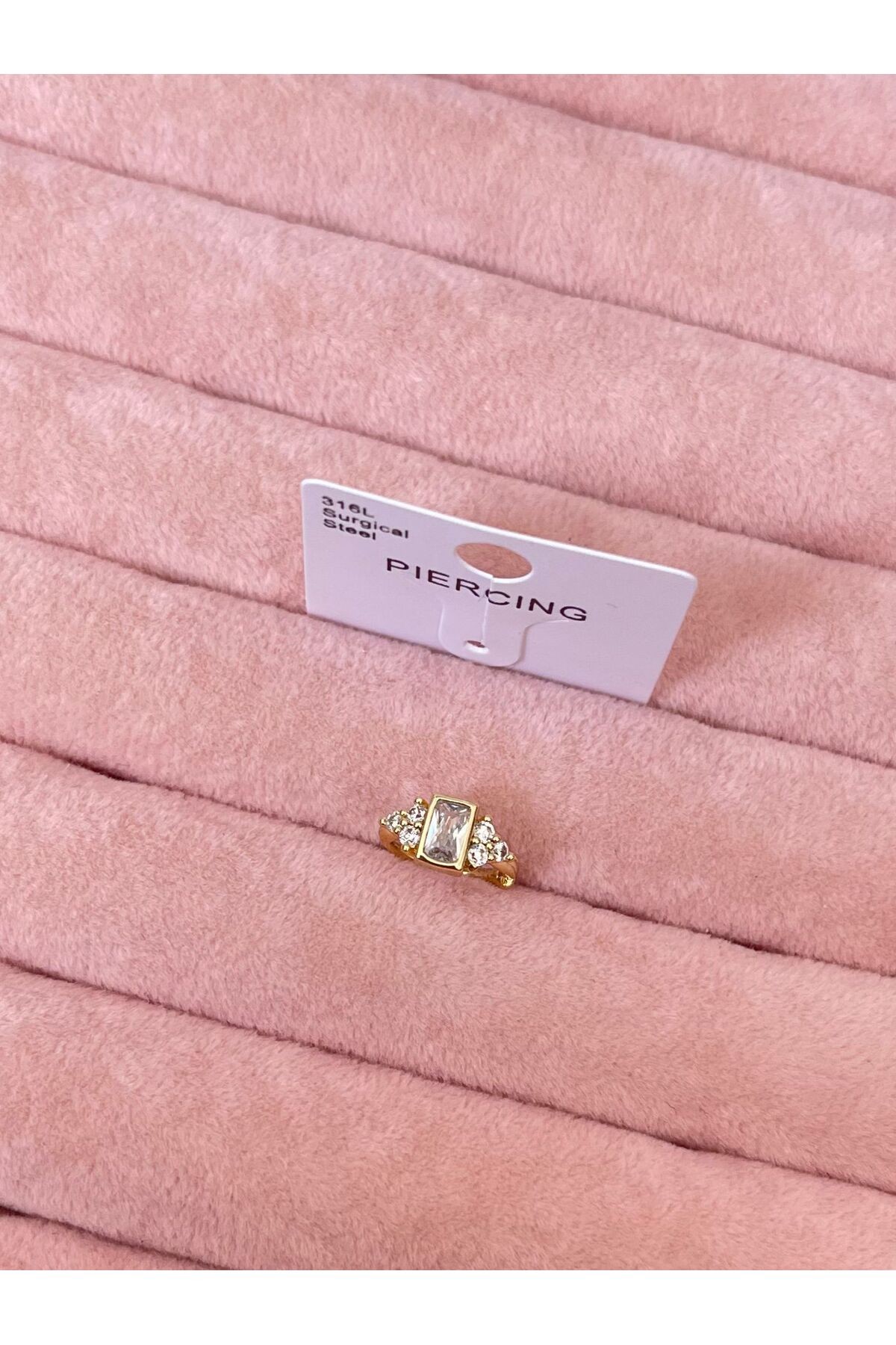Baget Taşlı Halka 316L Cerrahi Çelik Helix Piercing