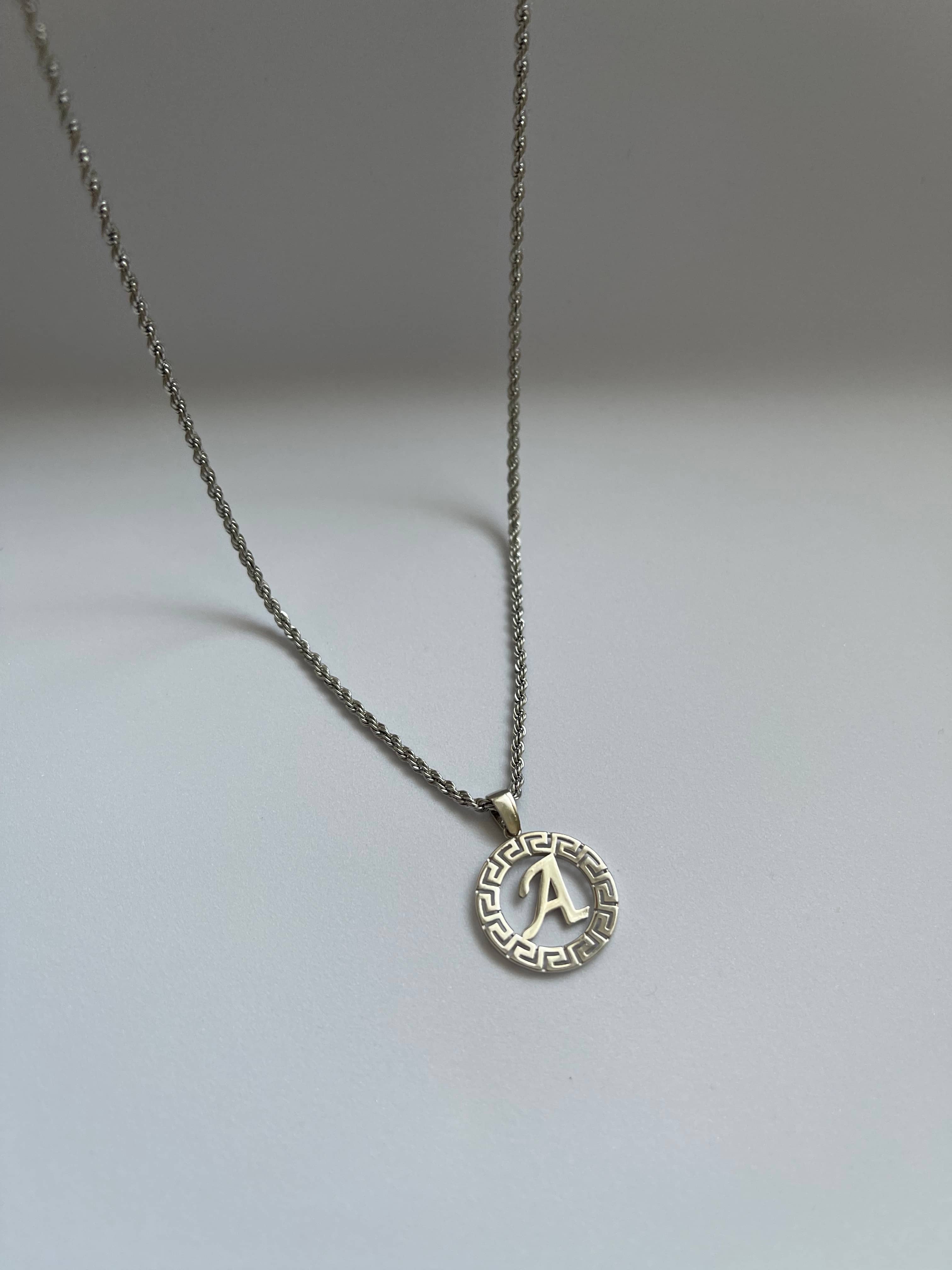 925 Unisex A harfi Çember Burgu Zincir Kolye