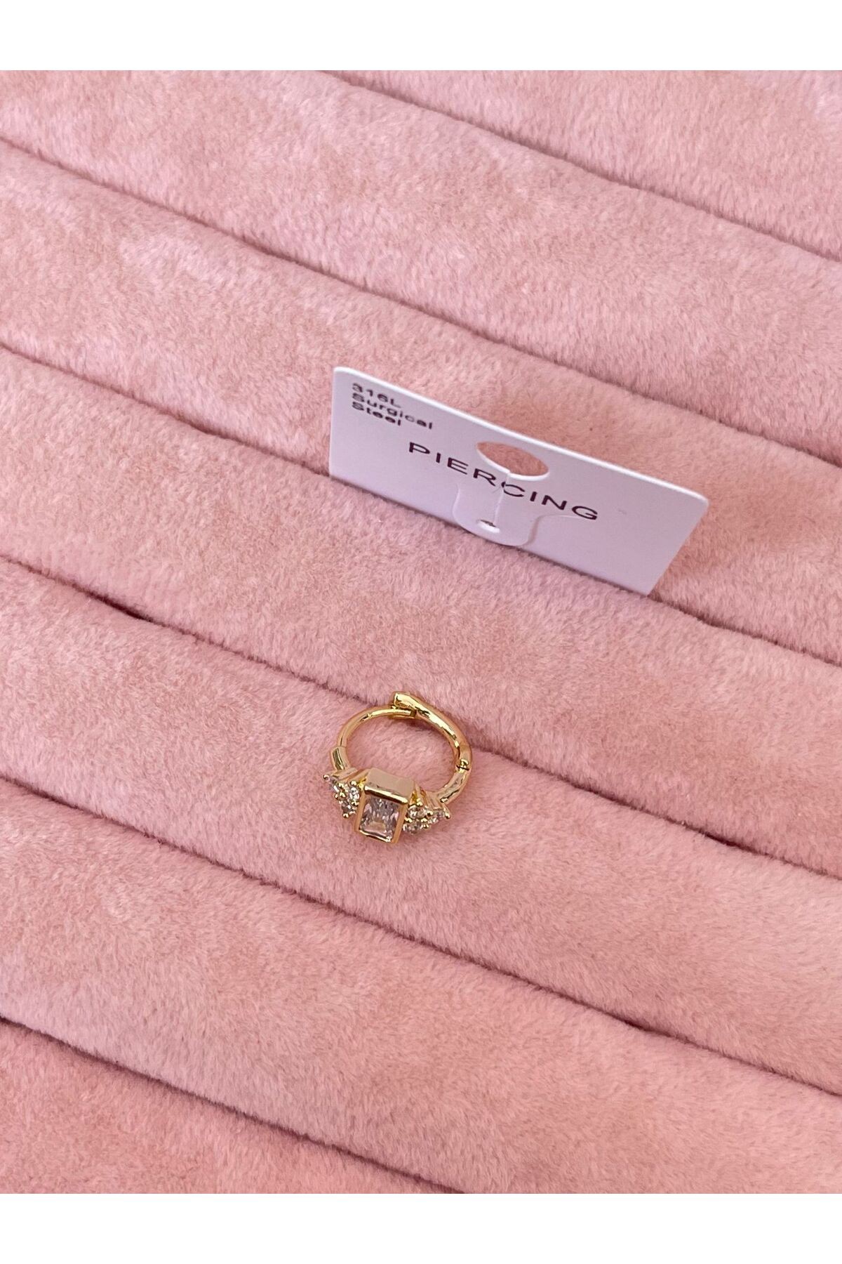 Baget Taşlı Halka 316L Cerrahi Çelik Helix Piercing