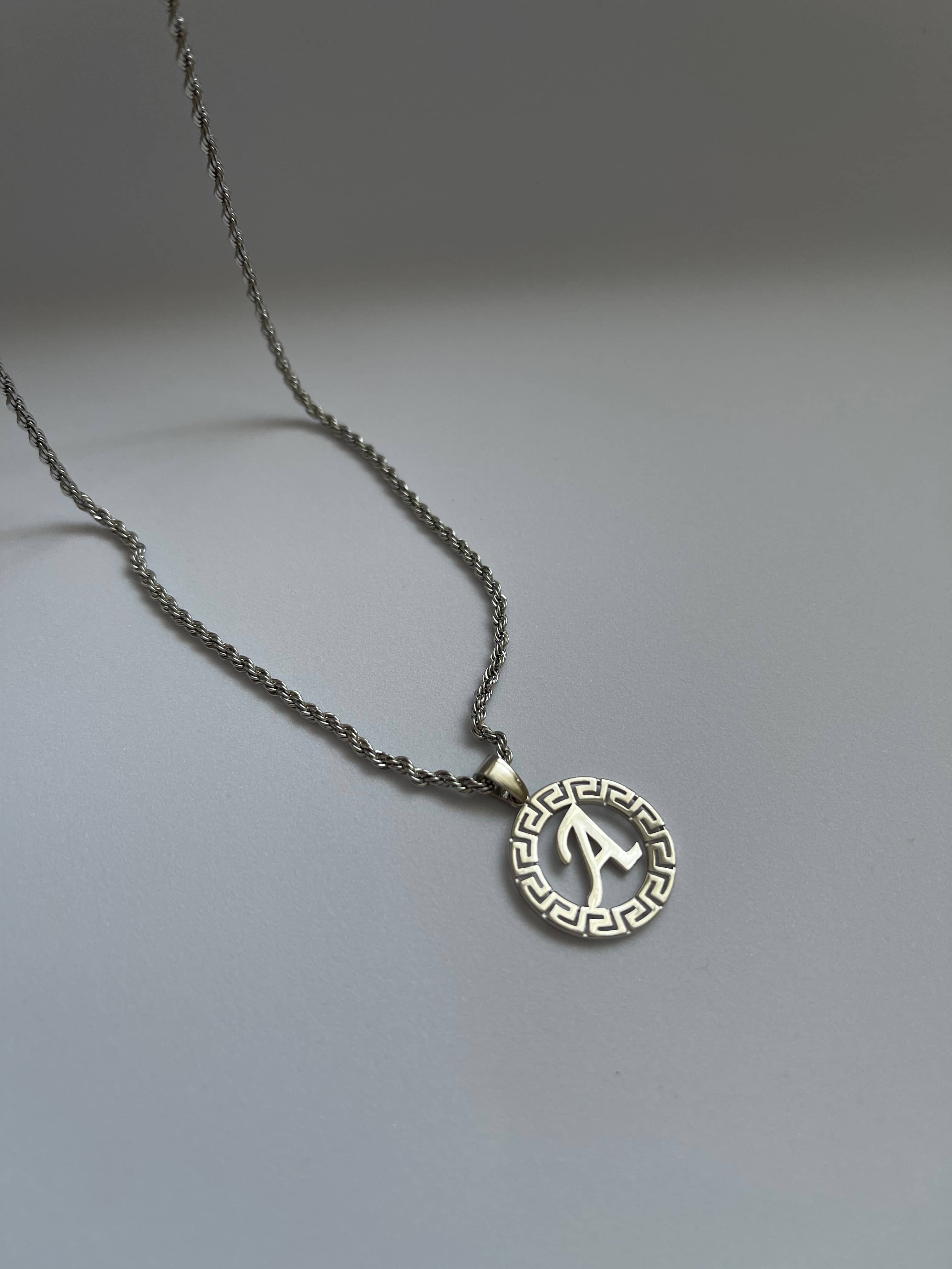 925 Unisex A harfi Çember Burgu Zincir Kolye