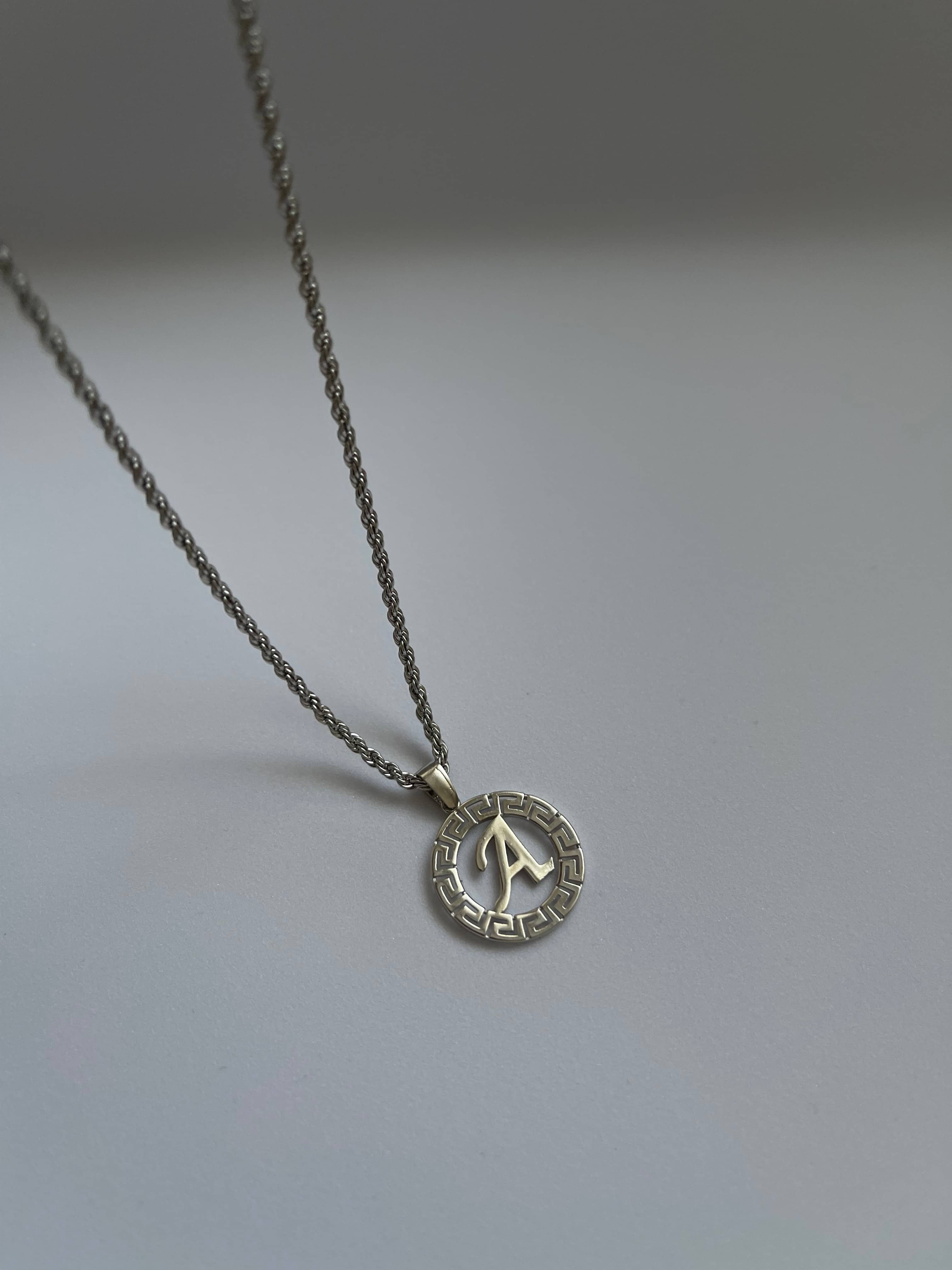 925 Unisex A harfi Çember Burgu Zincir Kolye