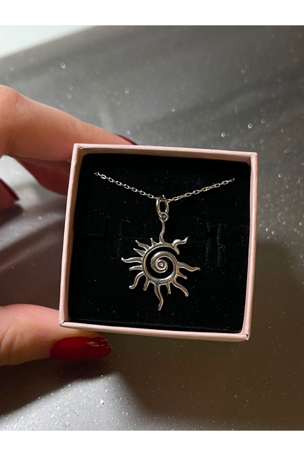 925 Ayar Gümüş Sun Flower Unisex Kolye