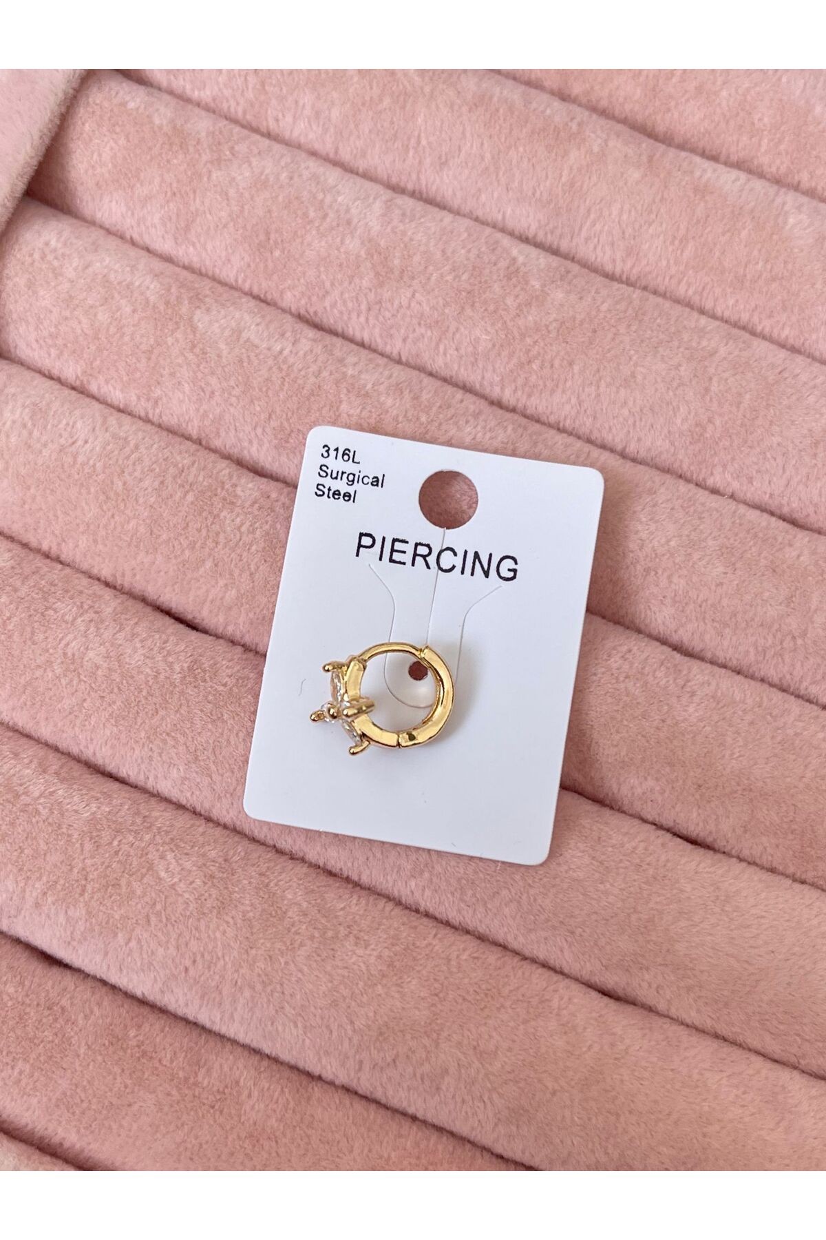 Kristal Çiçek Halka 316L Cerrahi Çelik Helix Piercing