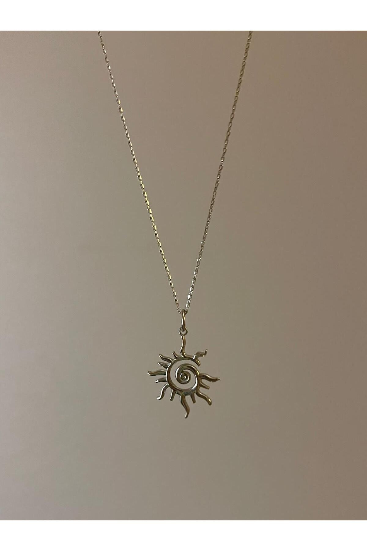 925 Ayar Gümüş Sun Flower Unisex Kolye