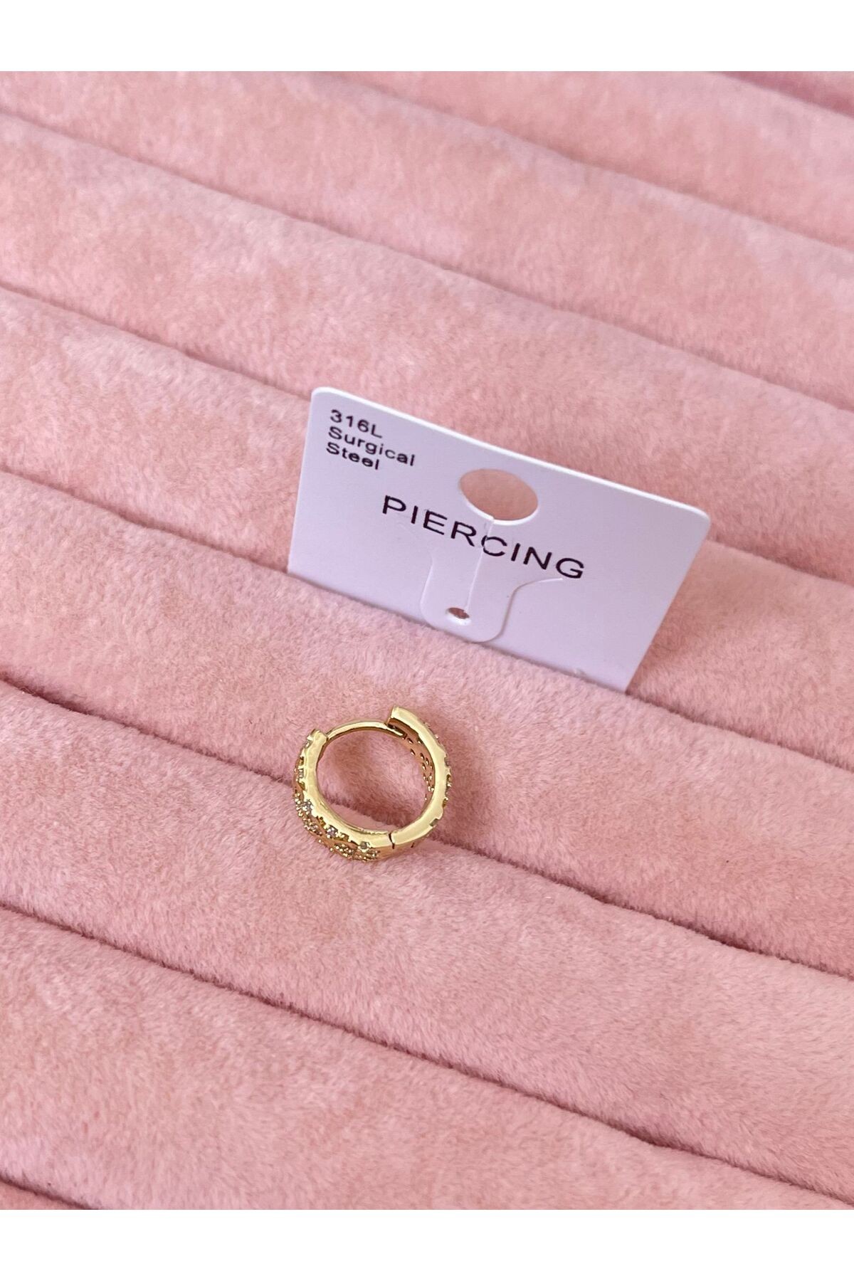 Desen Taşlı Halka 316L Cerrahi Çelik Helix Piercing