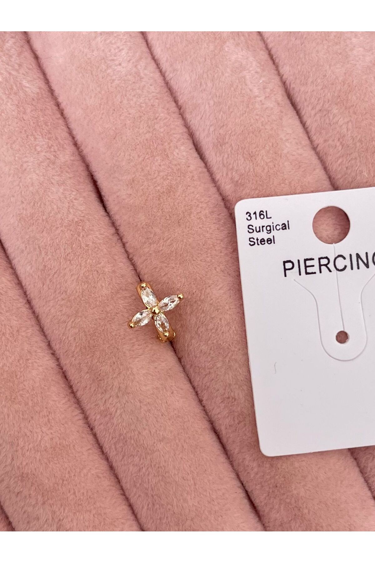 Kristal Çiçek Halka 316L Cerrahi Çelik Helix Piercing