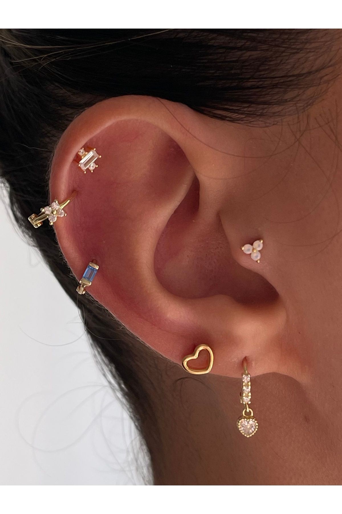 925 Ayar Gümüş İçi Boş Kalp Piercing