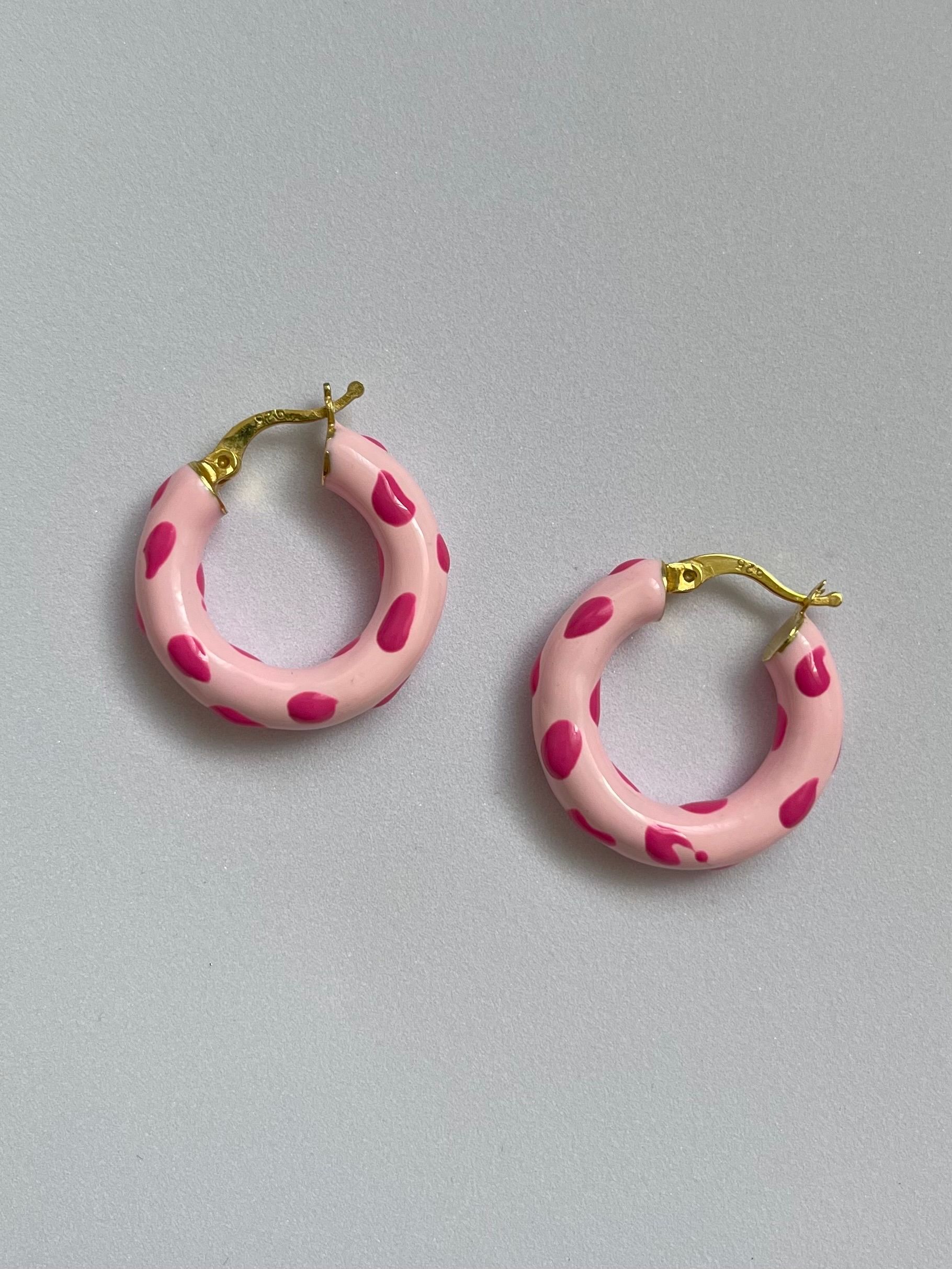 925 Gümüş Pink Hoops Küpe