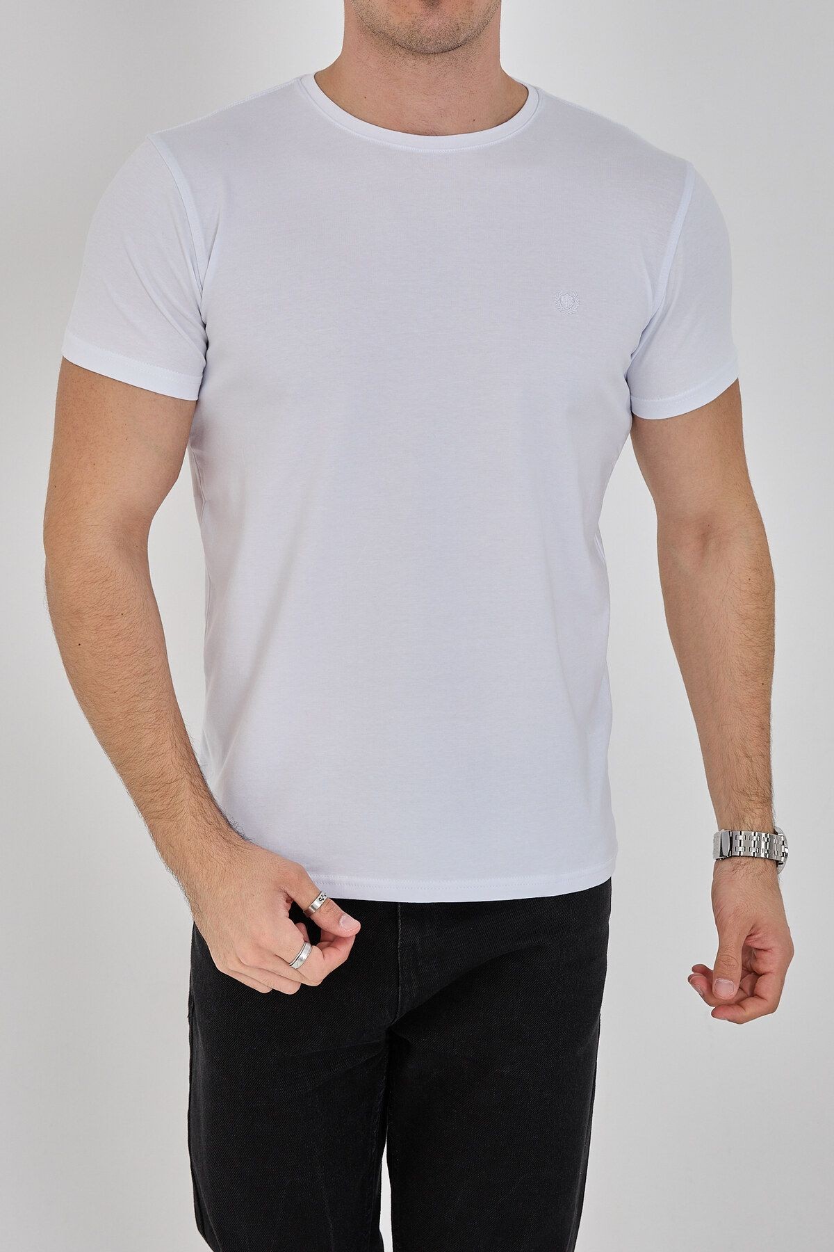 Erkek Basic T-Shirt - beyaz