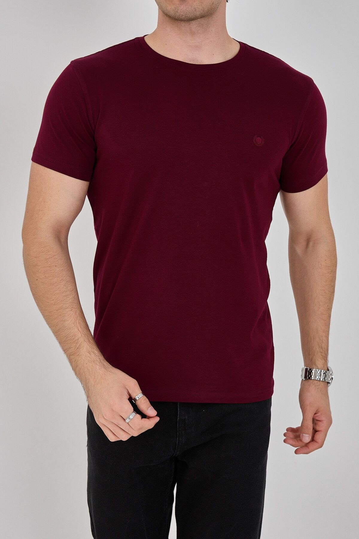 Erkek Basic T- Shirt - bordo