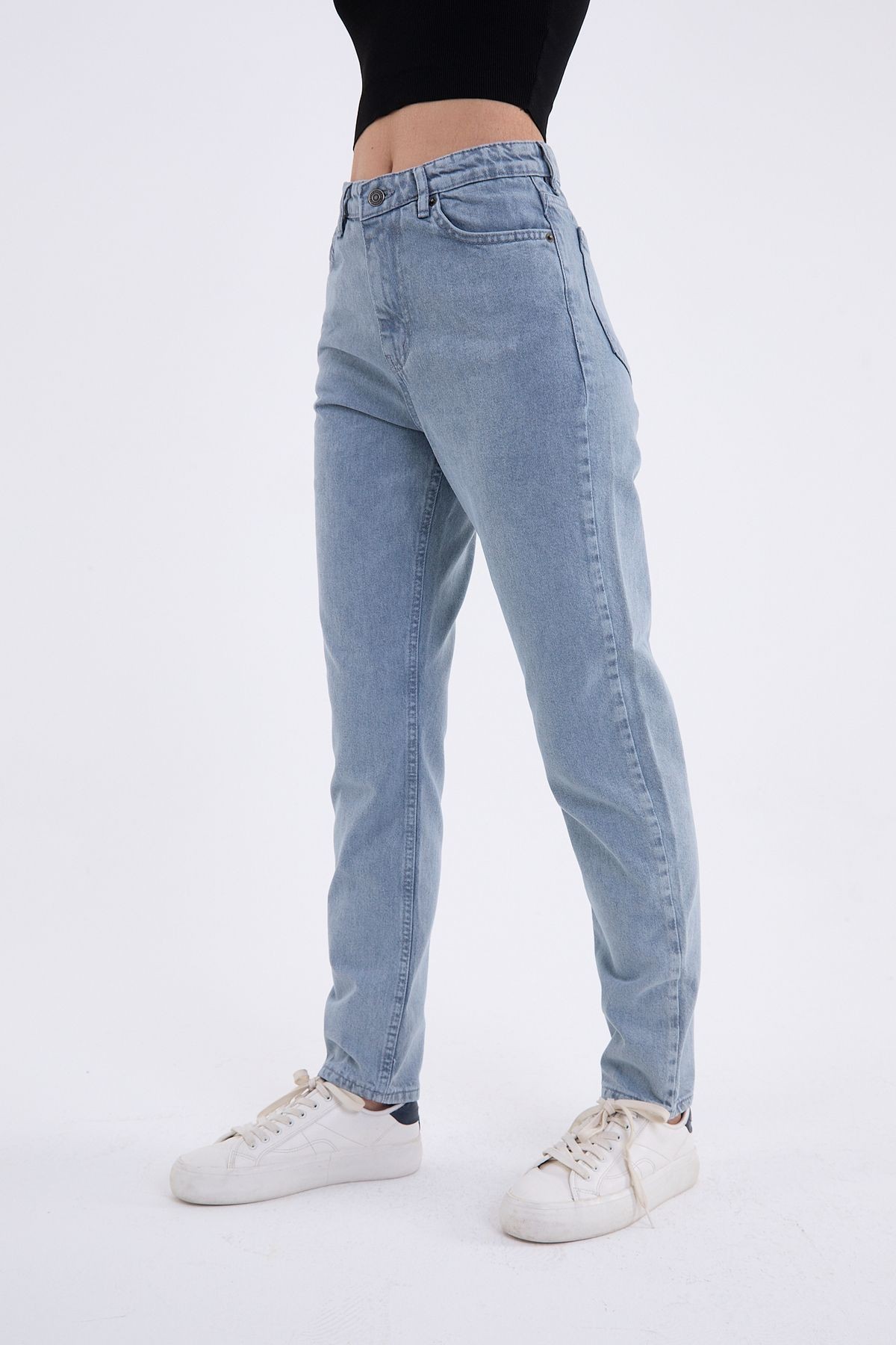 Kadın %100 Pamuk Mom Jeans