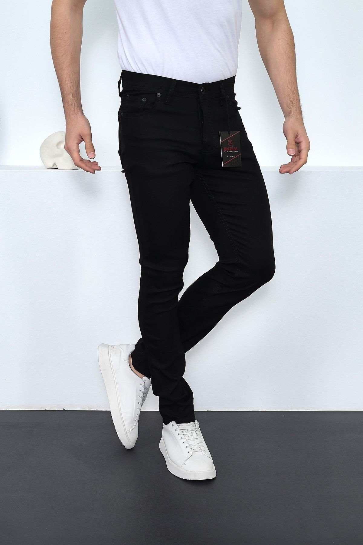 Slim Fit Düz Cep Chino Erkek Keten Pantolon